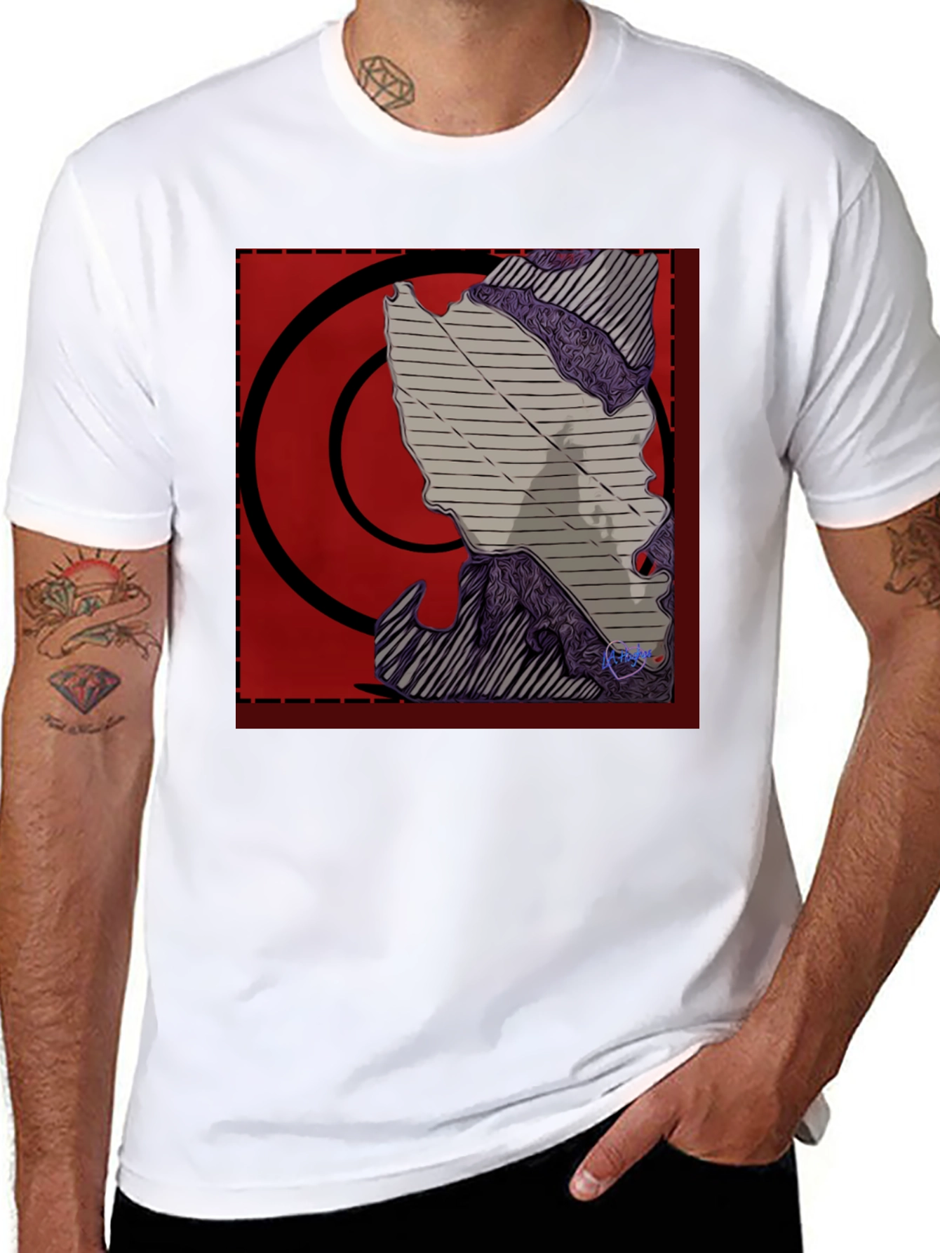 Graphic Print Black T-Shirt - Abstract Design