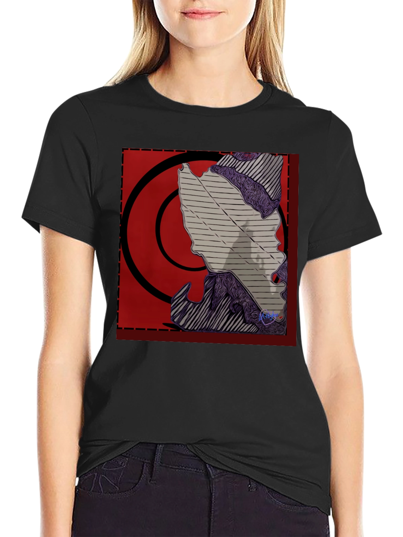 Graphic Print Black T-Shirt - Abstract Design