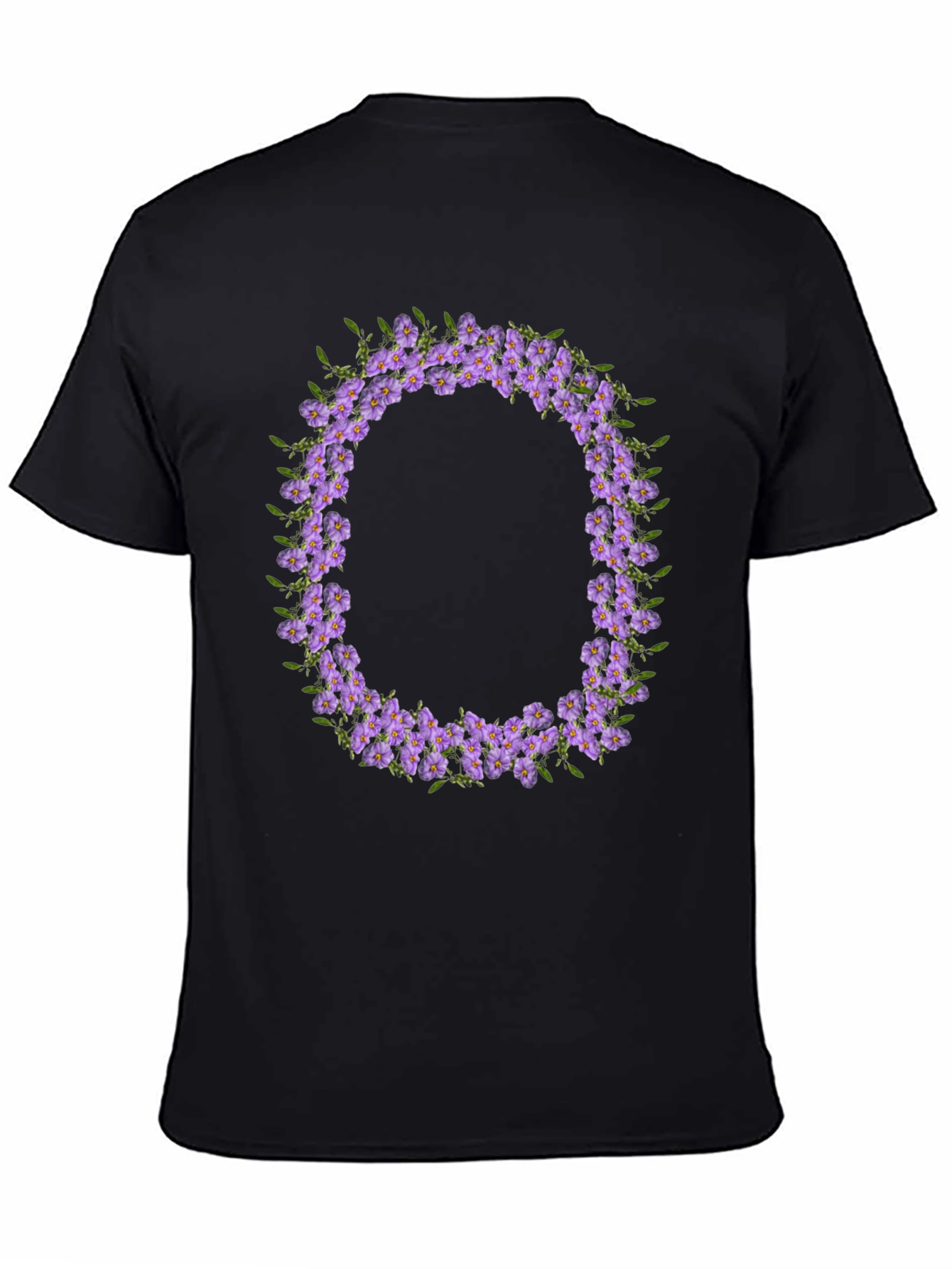 Floral O Wreath Black T-Shirt