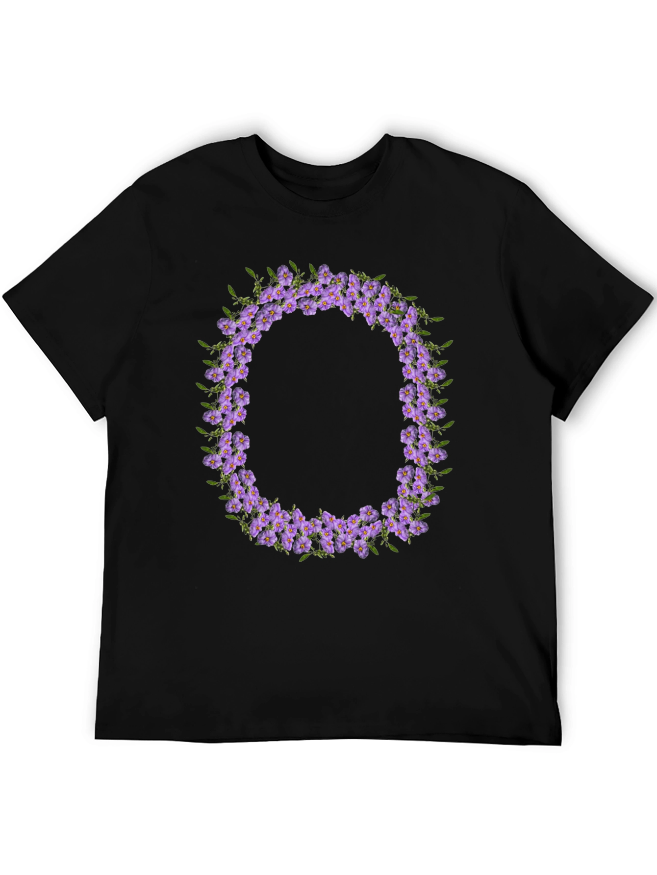 Floral O Wreath Black T-Shirt