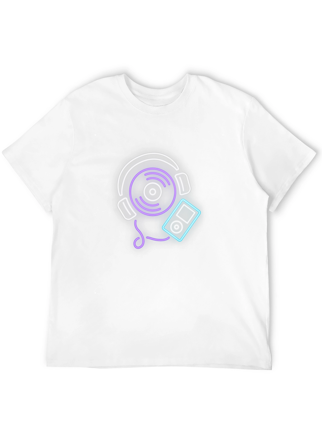 Neon Music Graphic Tee - Black Cotton Casual