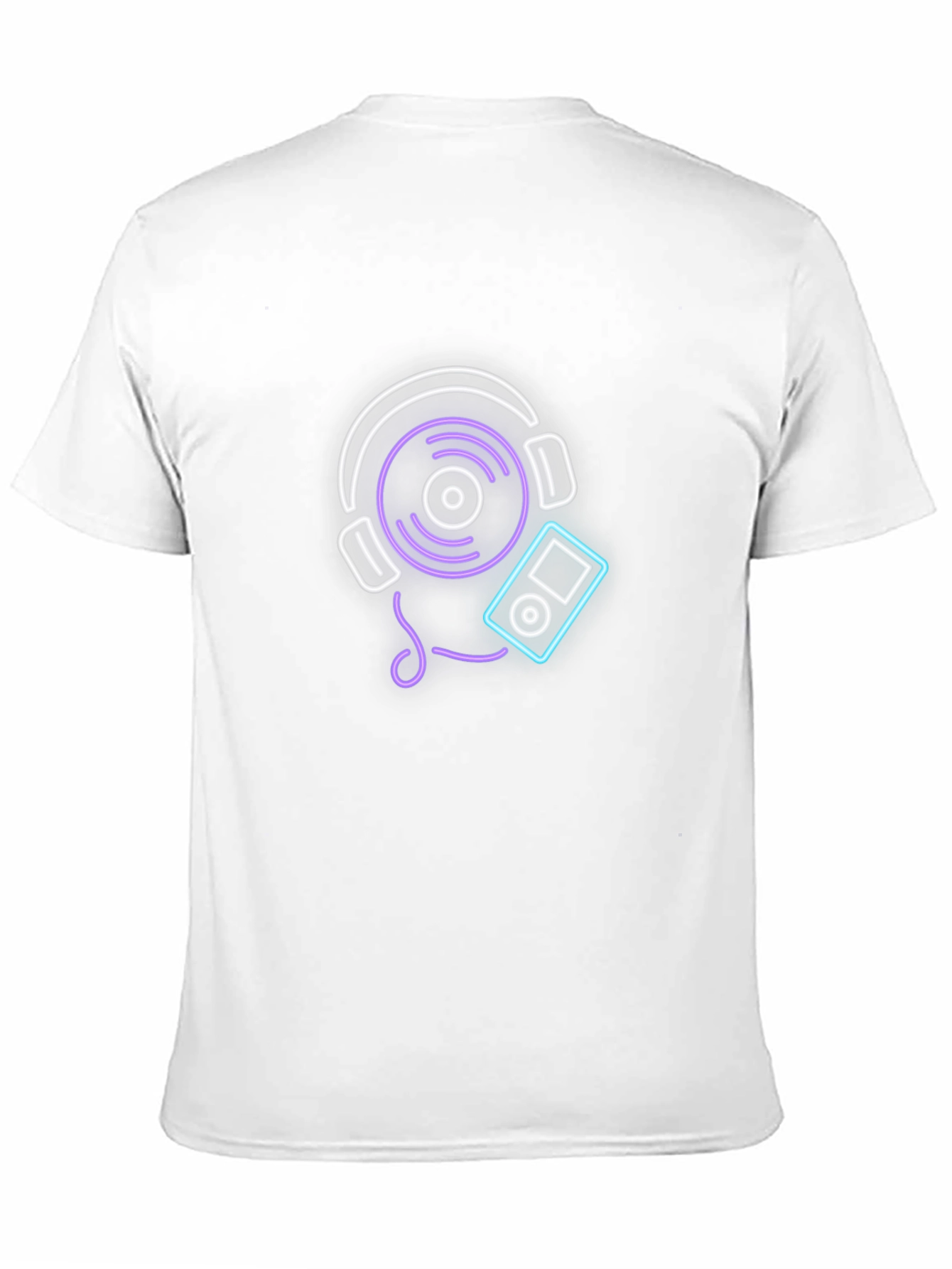 Neon Music Graphic Tee - Black Cotton Casual