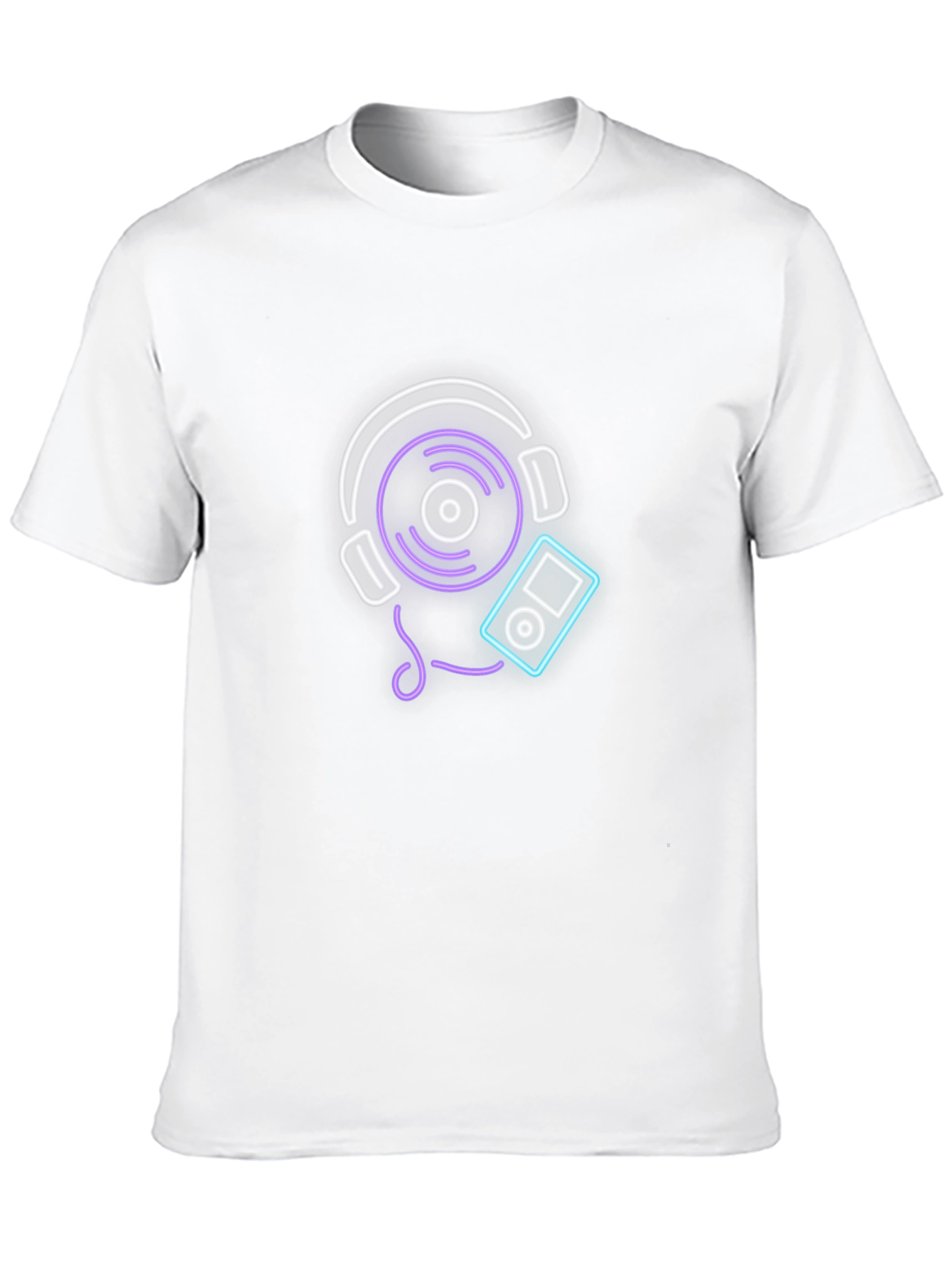 Neon Music Graphic Tee - Black Cotton Casual