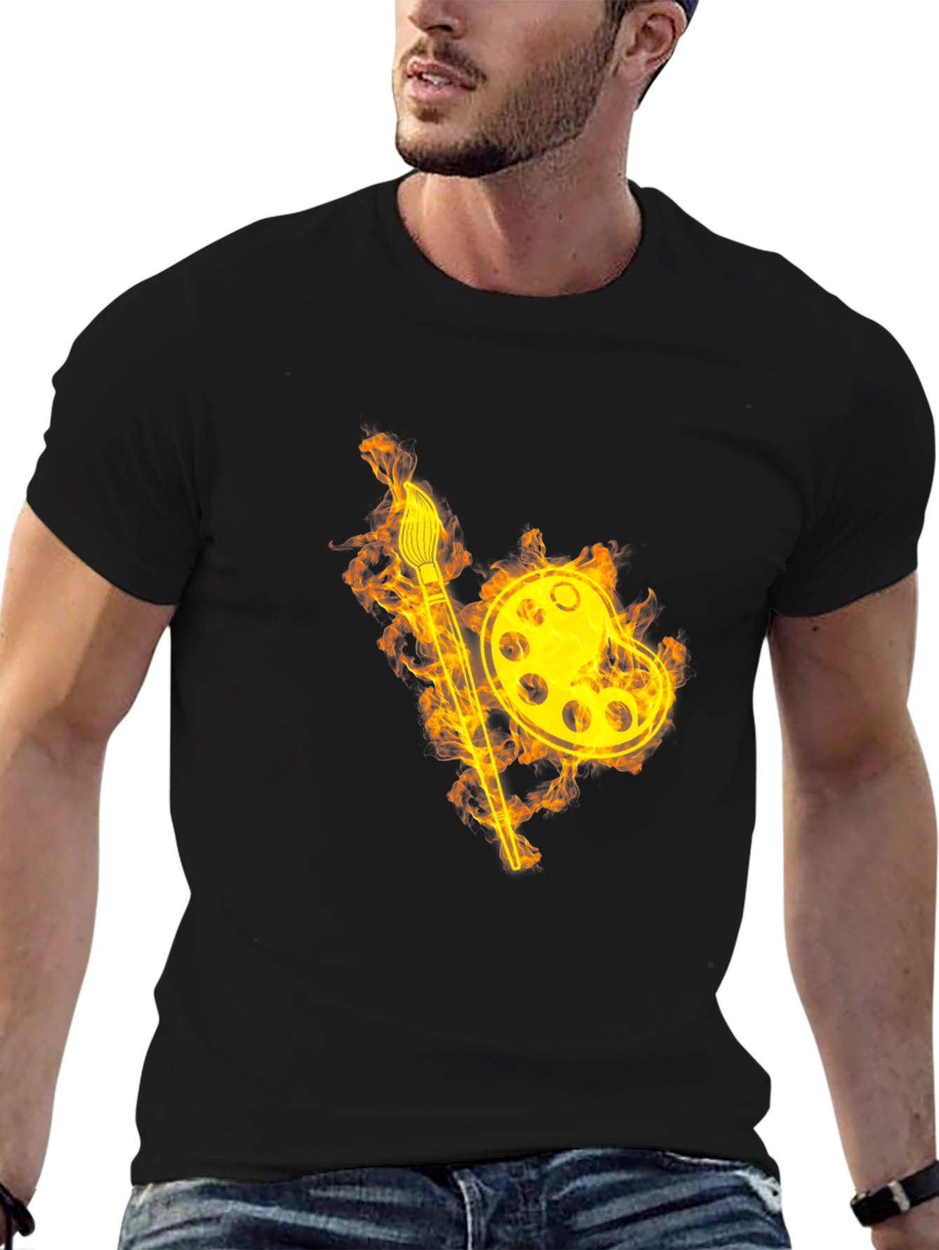 Fiery Artist Palette T-Shirt - Black