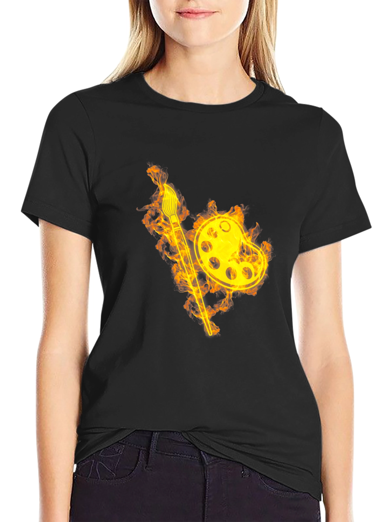 Fiery Artist Palette T-Shirt - Black