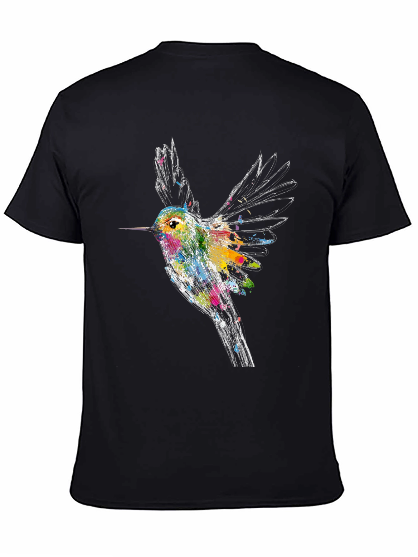 Hummingbird Graphic Tee - Artsy Bird Lover Shirt