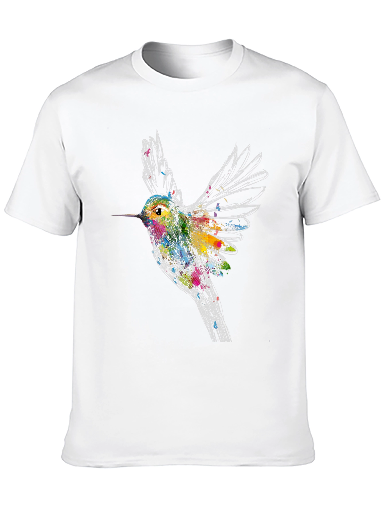 Hummingbird Graphic Tee - Artsy Bird Lover Shirt