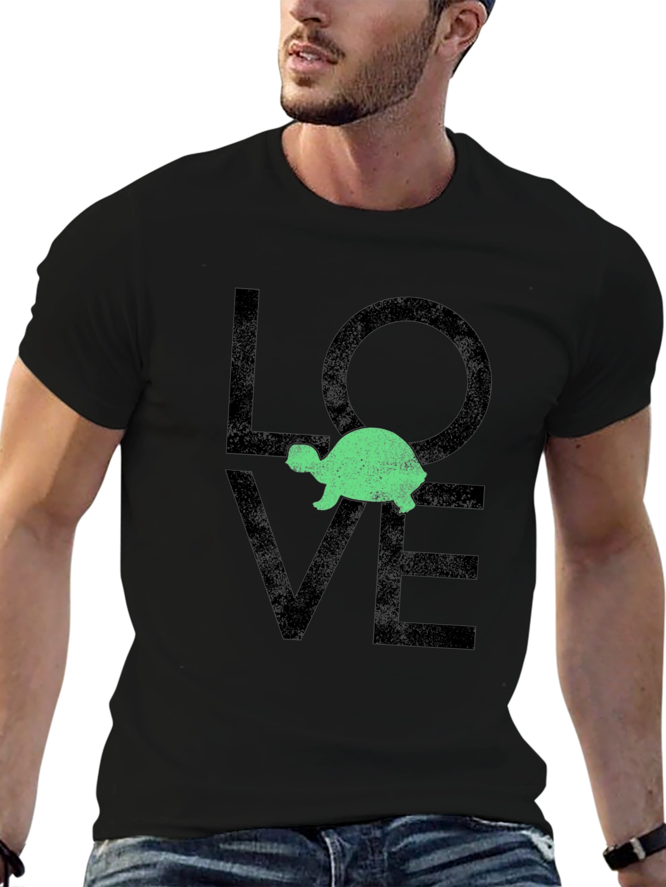 Turtle Love Graphic Tee - Black Cotton Blend