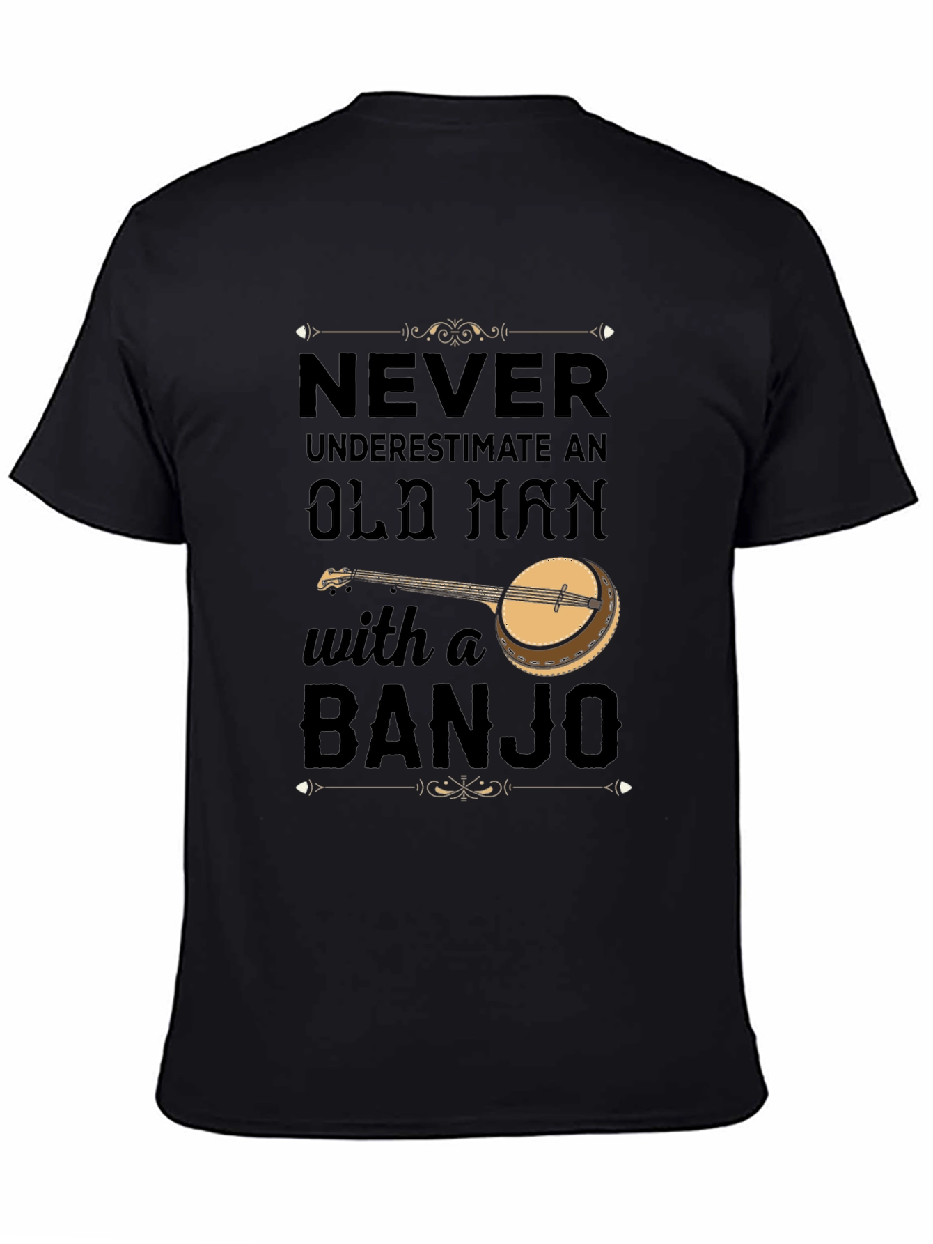Never Underestimate Old Man with Banjo T-Shirt