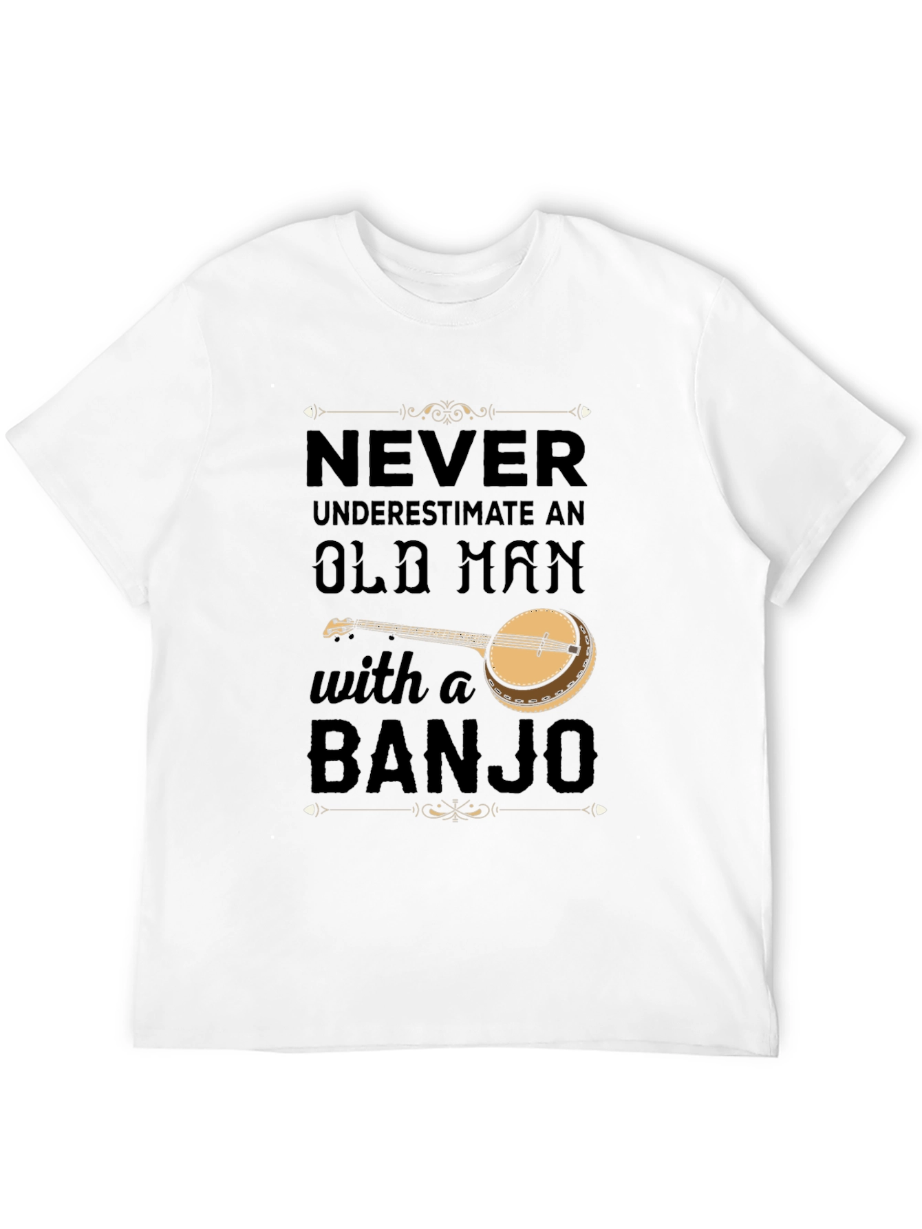 Never Underestimate Old Man with Banjo T-Shirt
