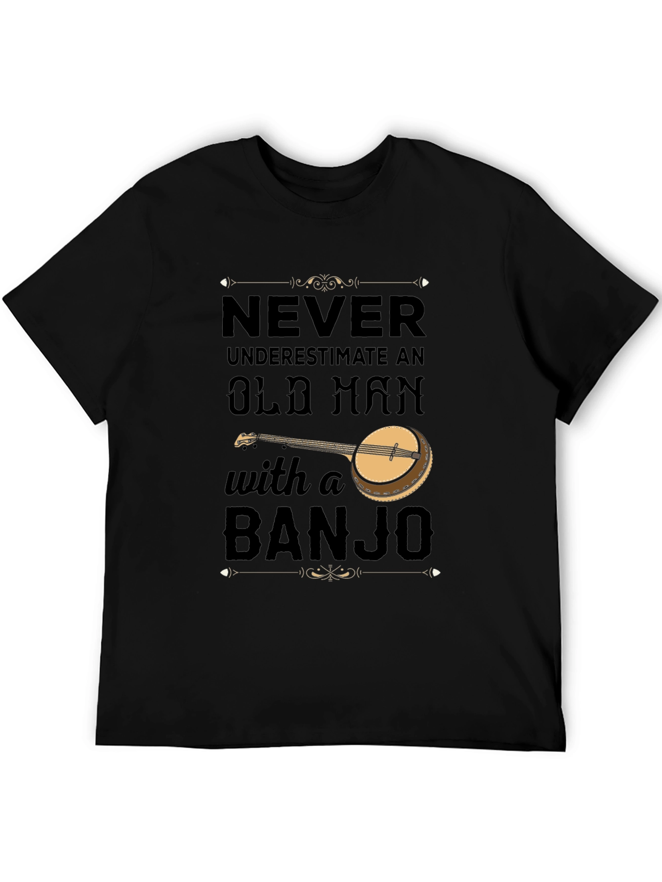 Never Underestimate Old Man with Banjo T-Shirt