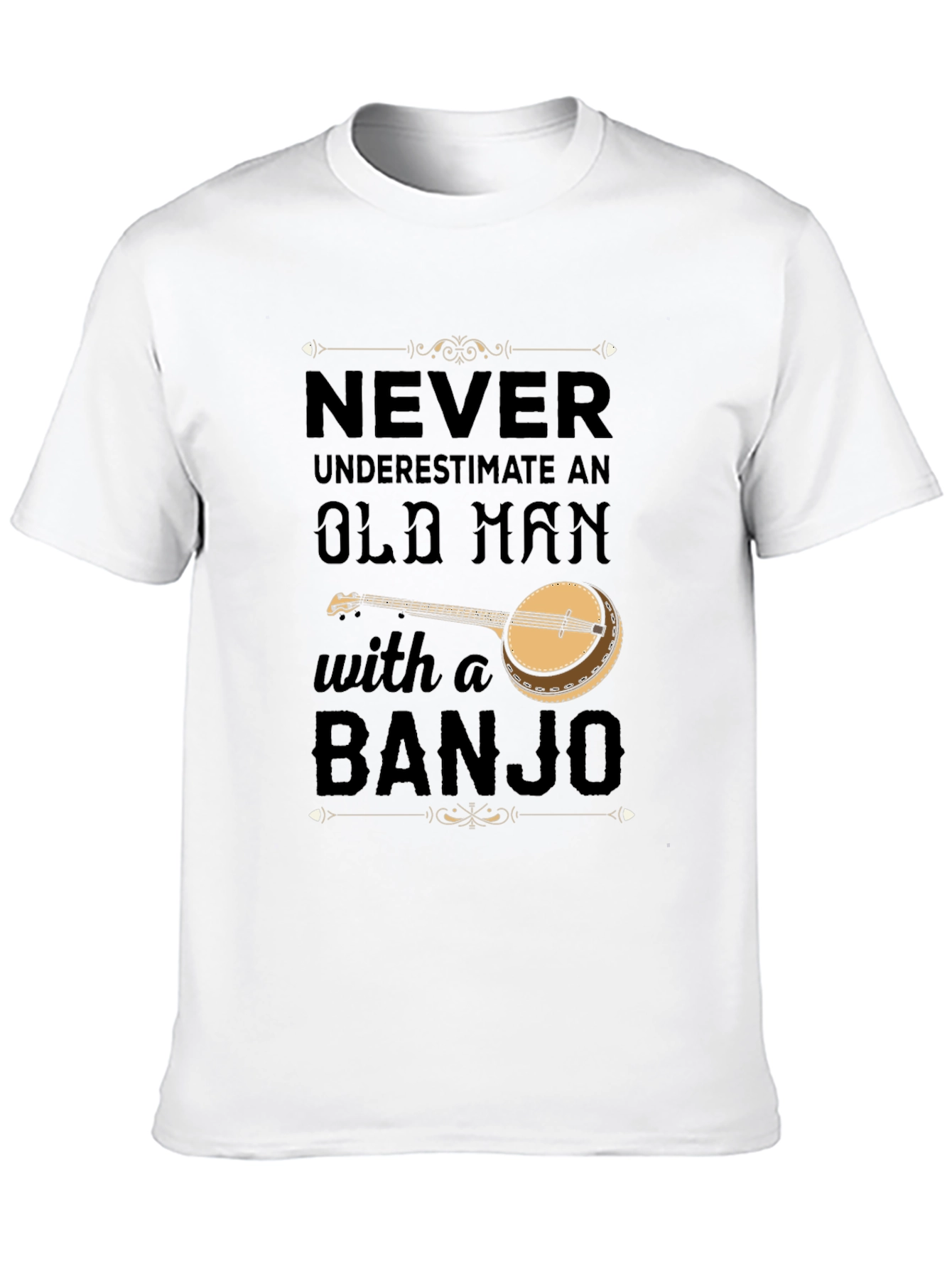 Never Underestimate Old Man with Banjo T-Shirt