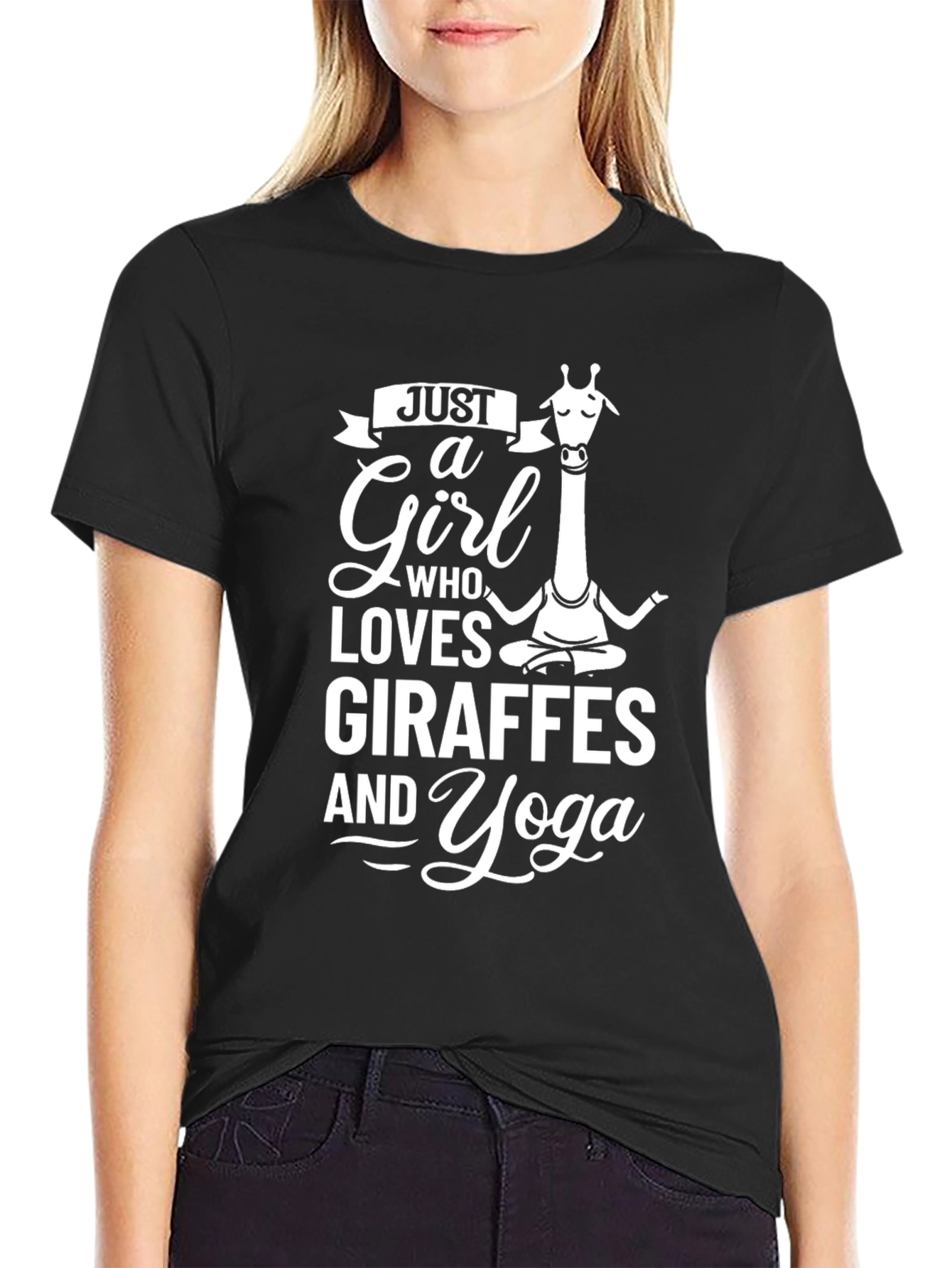 Just a Girl Who Loves Giraffes and Yoga T-Shirt