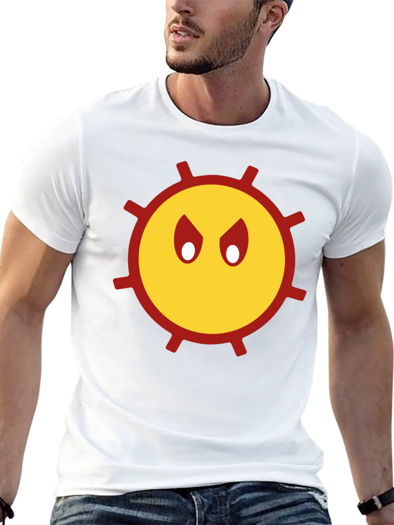 Mens Angry Sun Graphic T-Shirt - Black