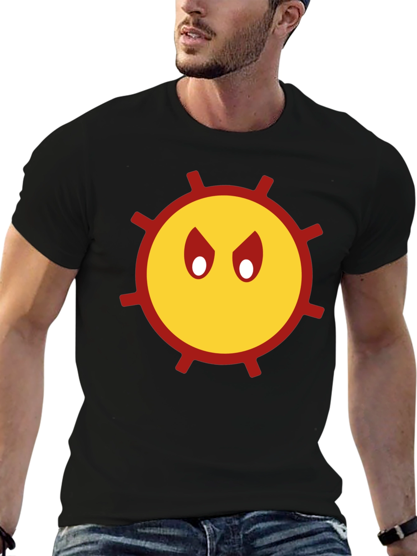 Mens Angry Sun Graphic T-Shirt - Black