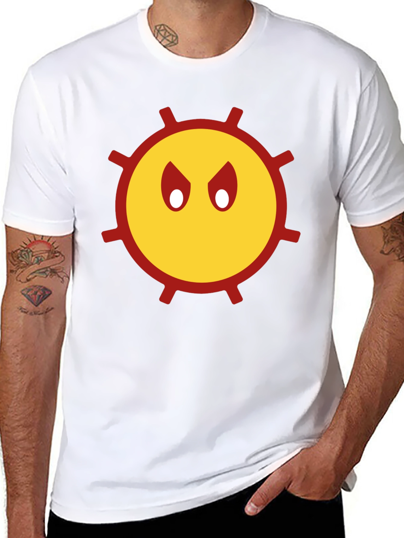 Mens Angry Sun Graphic T-Shirt - Black