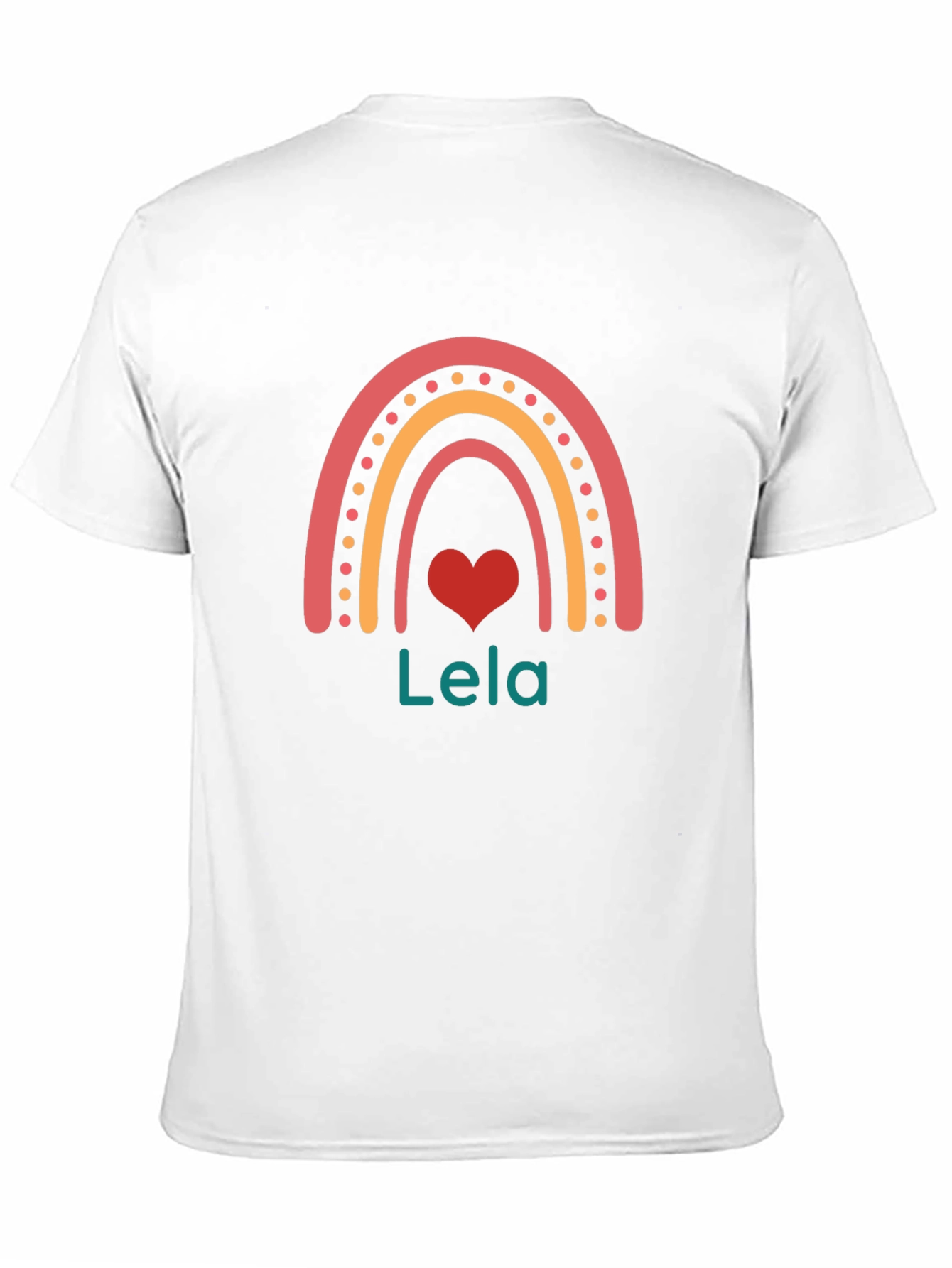 Lela Rainbow Heart Personalized Black T-Shirt