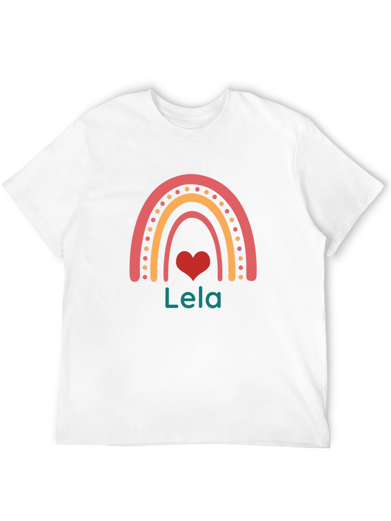 Lela Rainbow Heart Personalized Black T-Shirt