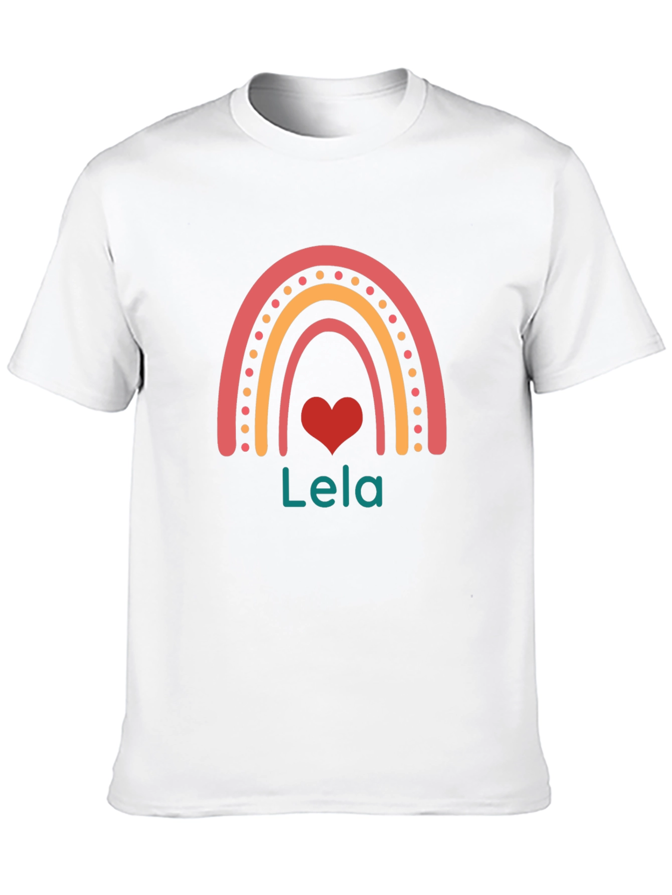 Lela Rainbow Heart Personalized Black T-Shirt