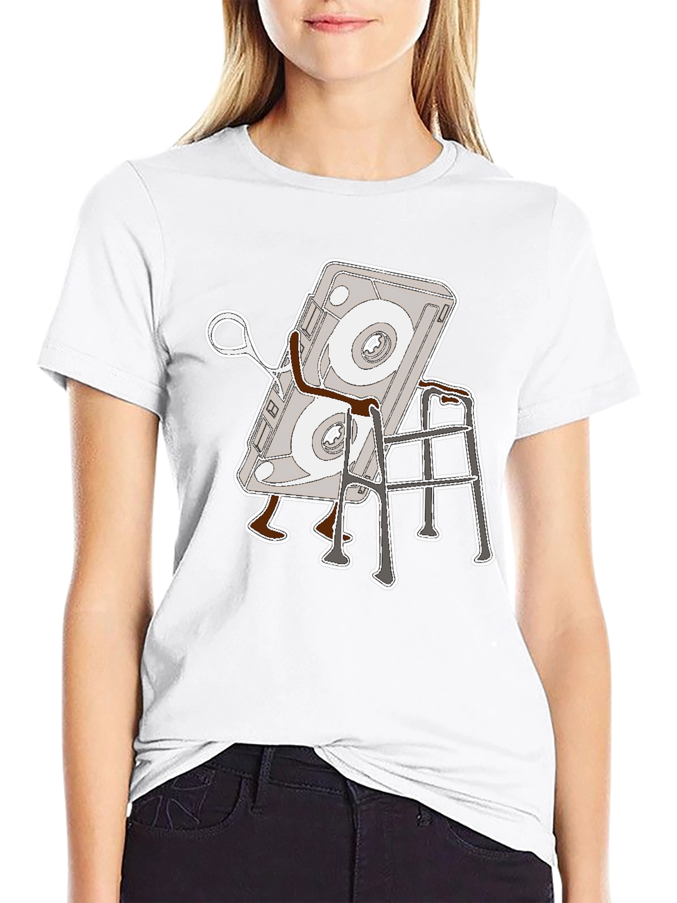 Cassette Tape Walker Black T-Shirt