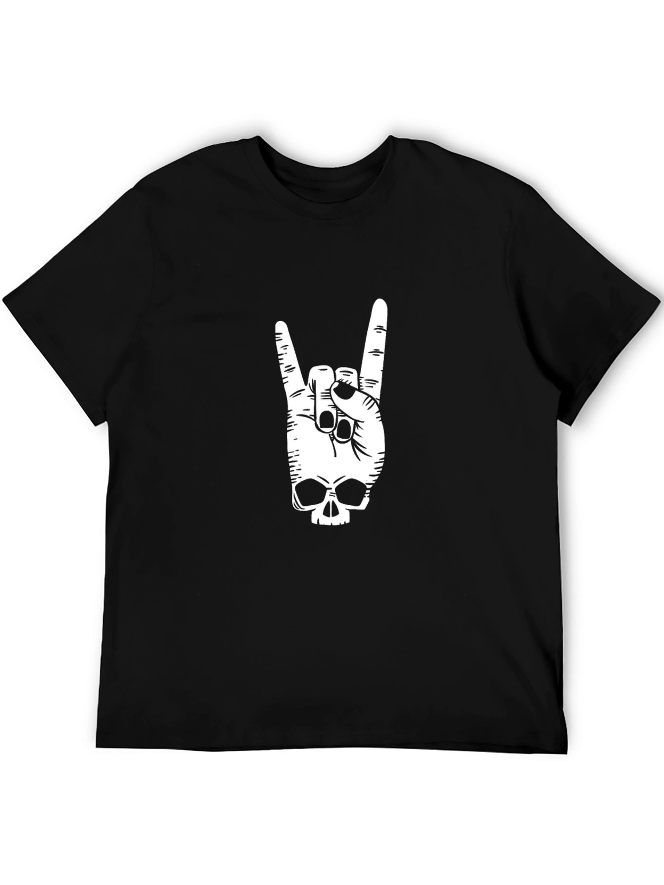 Rock On Skull Graphic T-Shirt - Black Cotton Tee