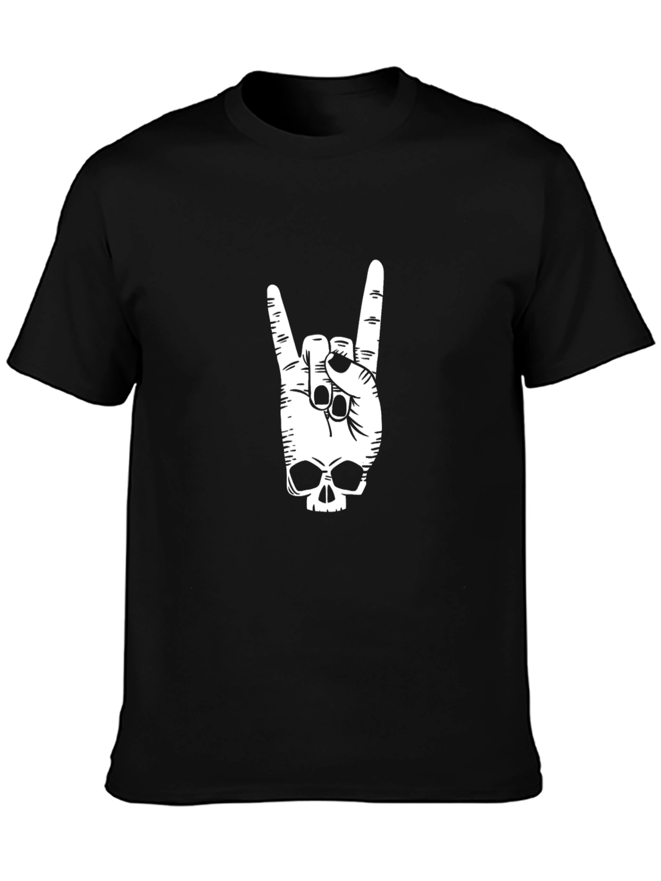 Rock On Skull Graphic T-Shirt - Black Cotton Tee