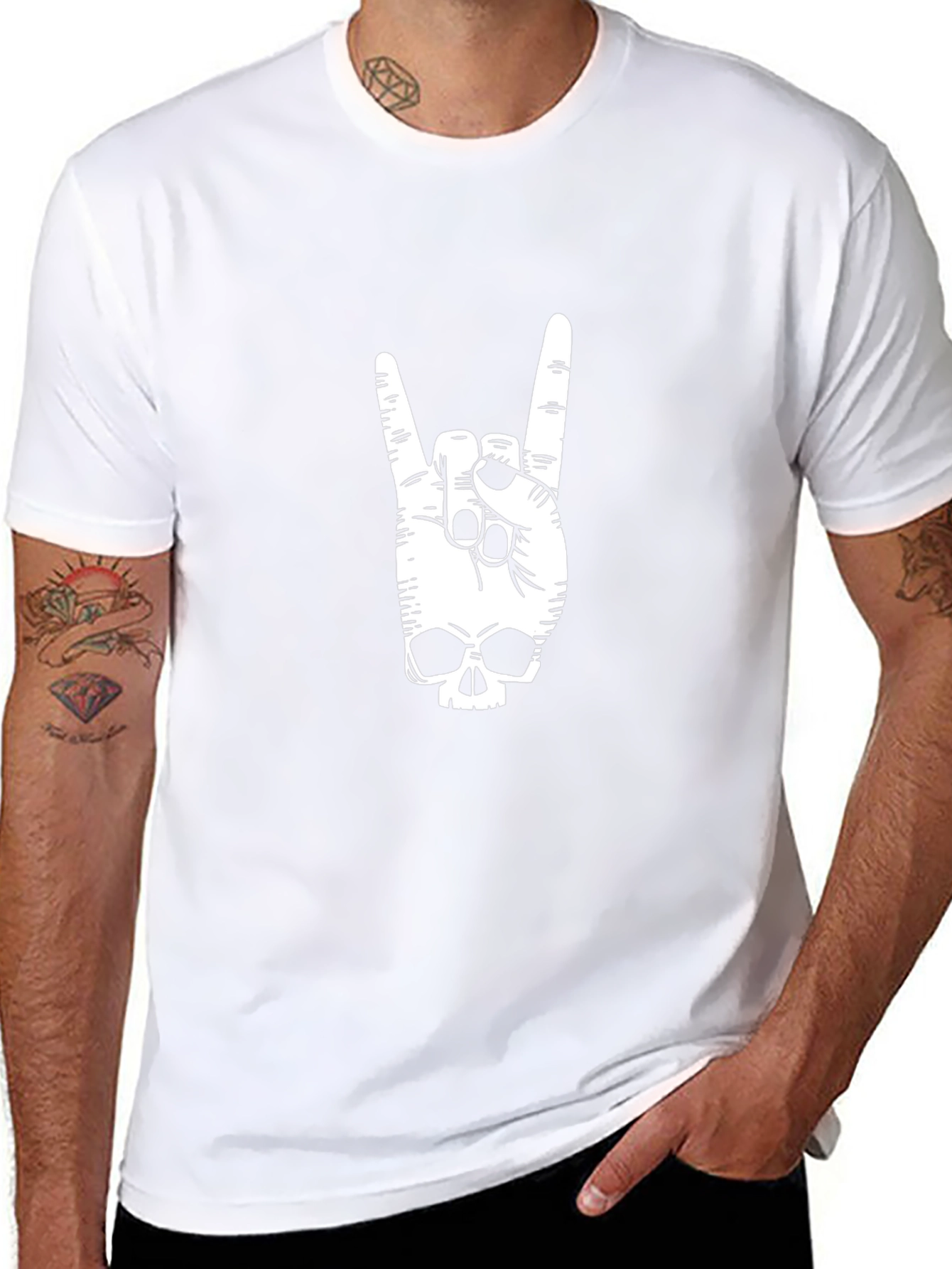 Rock On Skull Graphic T-Shirt - Black Cotton Tee