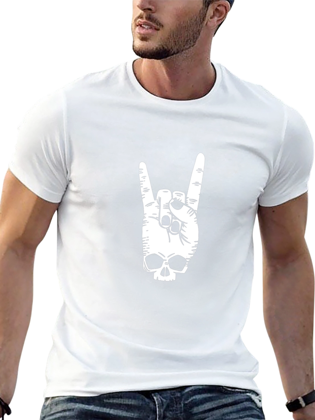 Rock On Skull Graphic T-Shirt - Black Cotton Tee