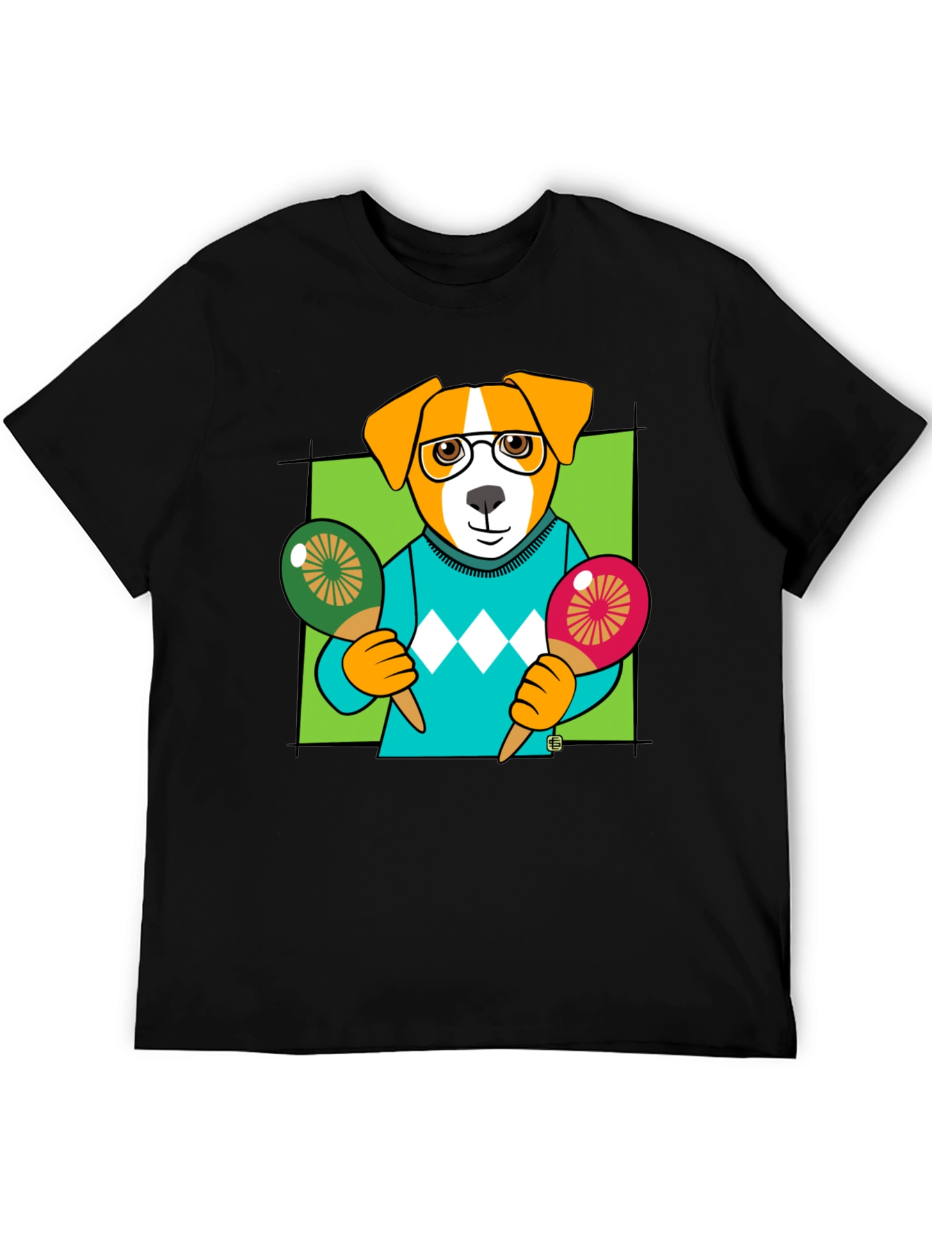 Dog Playing Maracas Graphic T-Shirt