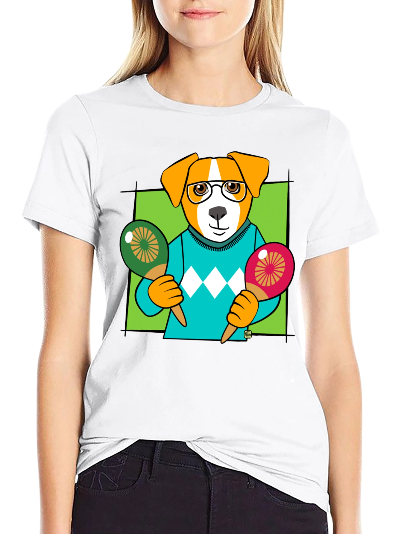 Dog Playing Maracas Graphic T-Shirt