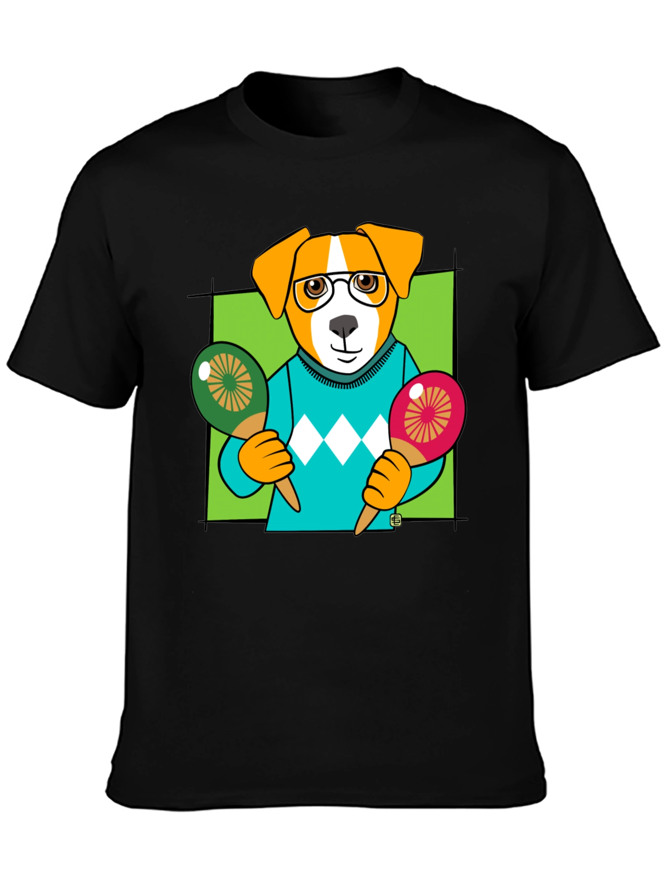 Dog Playing Maracas Graphic T-Shirt