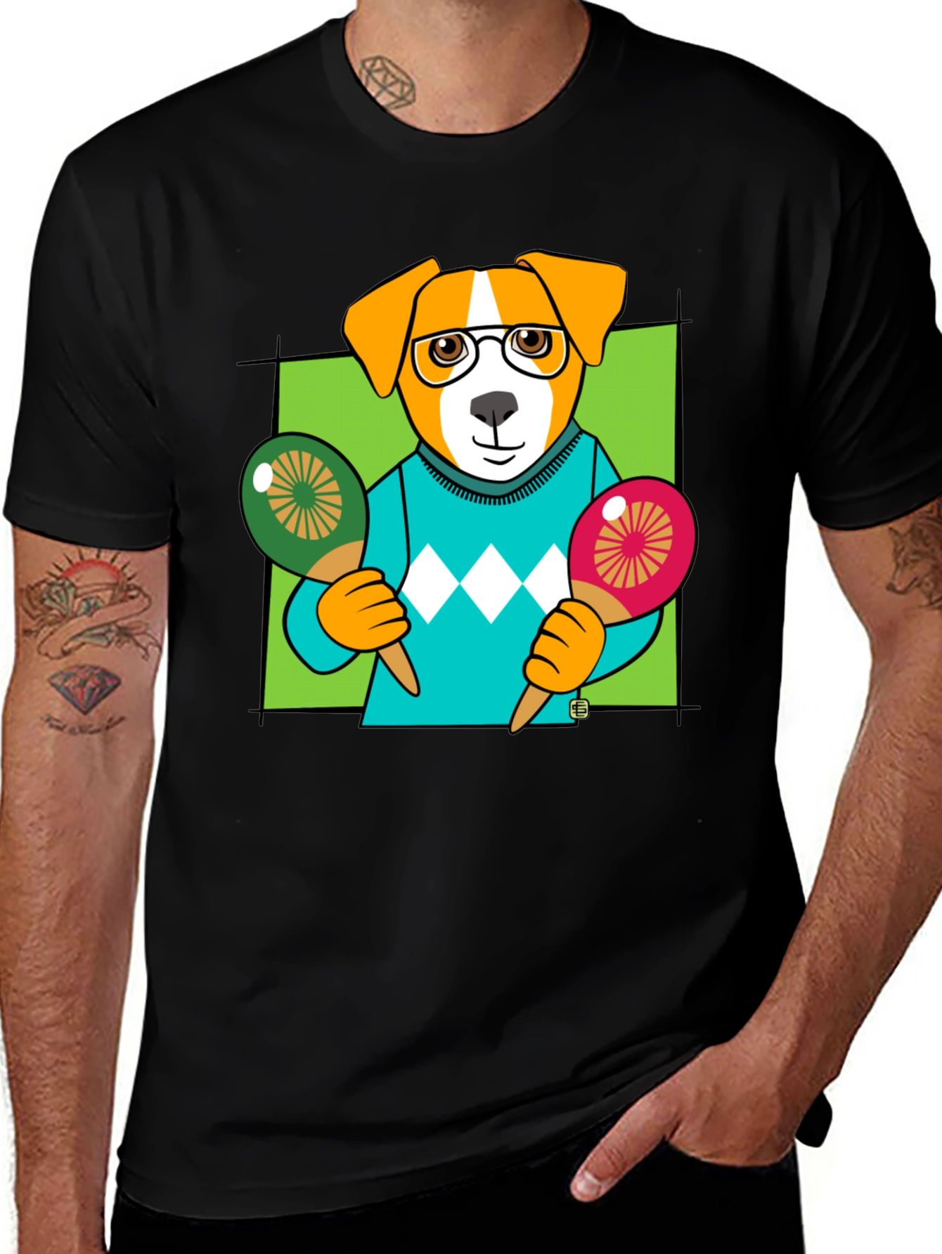 Dog Playing Maracas Graphic T-Shirt