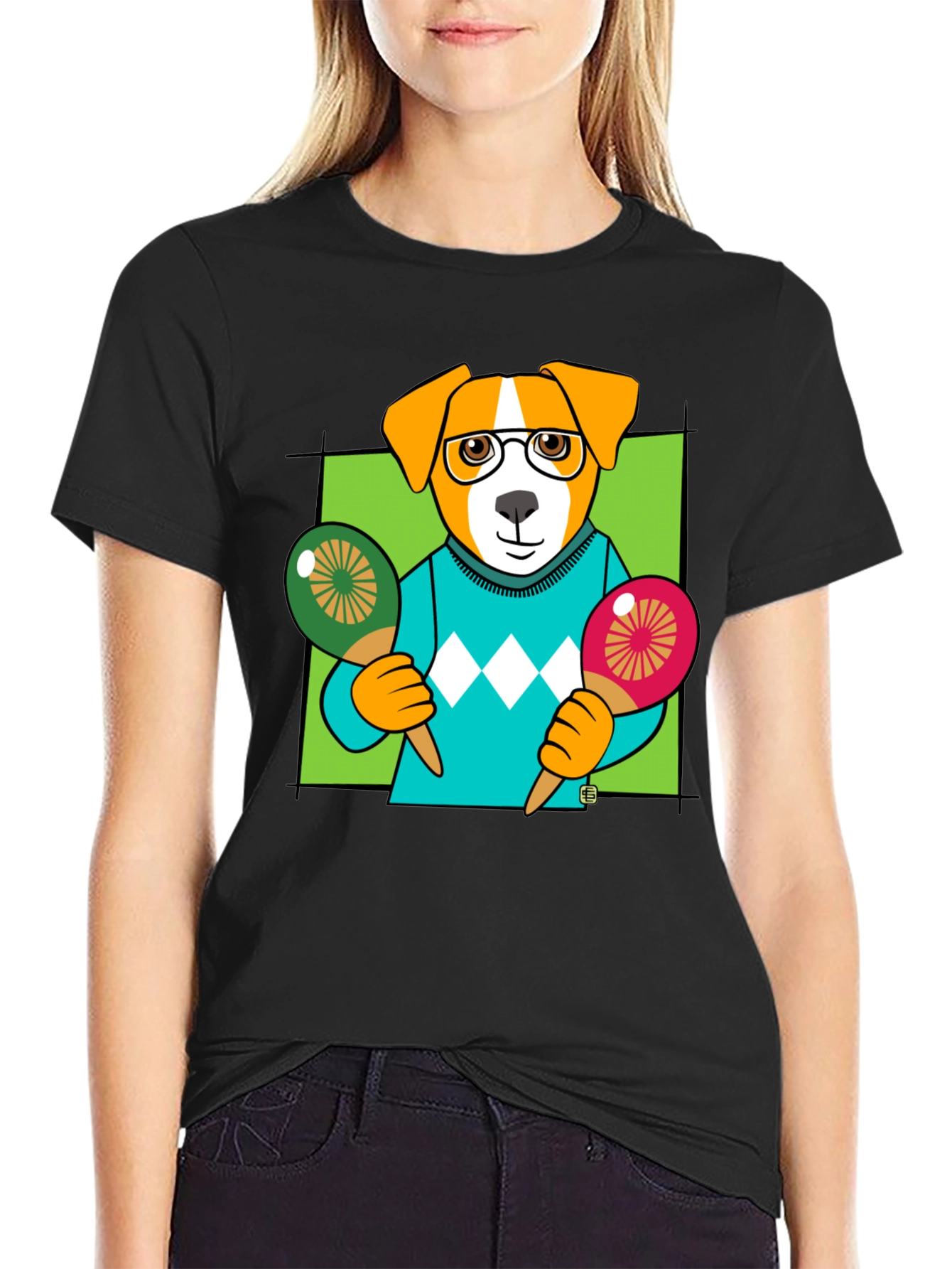 Dog Playing Maracas Graphic T-Shirt