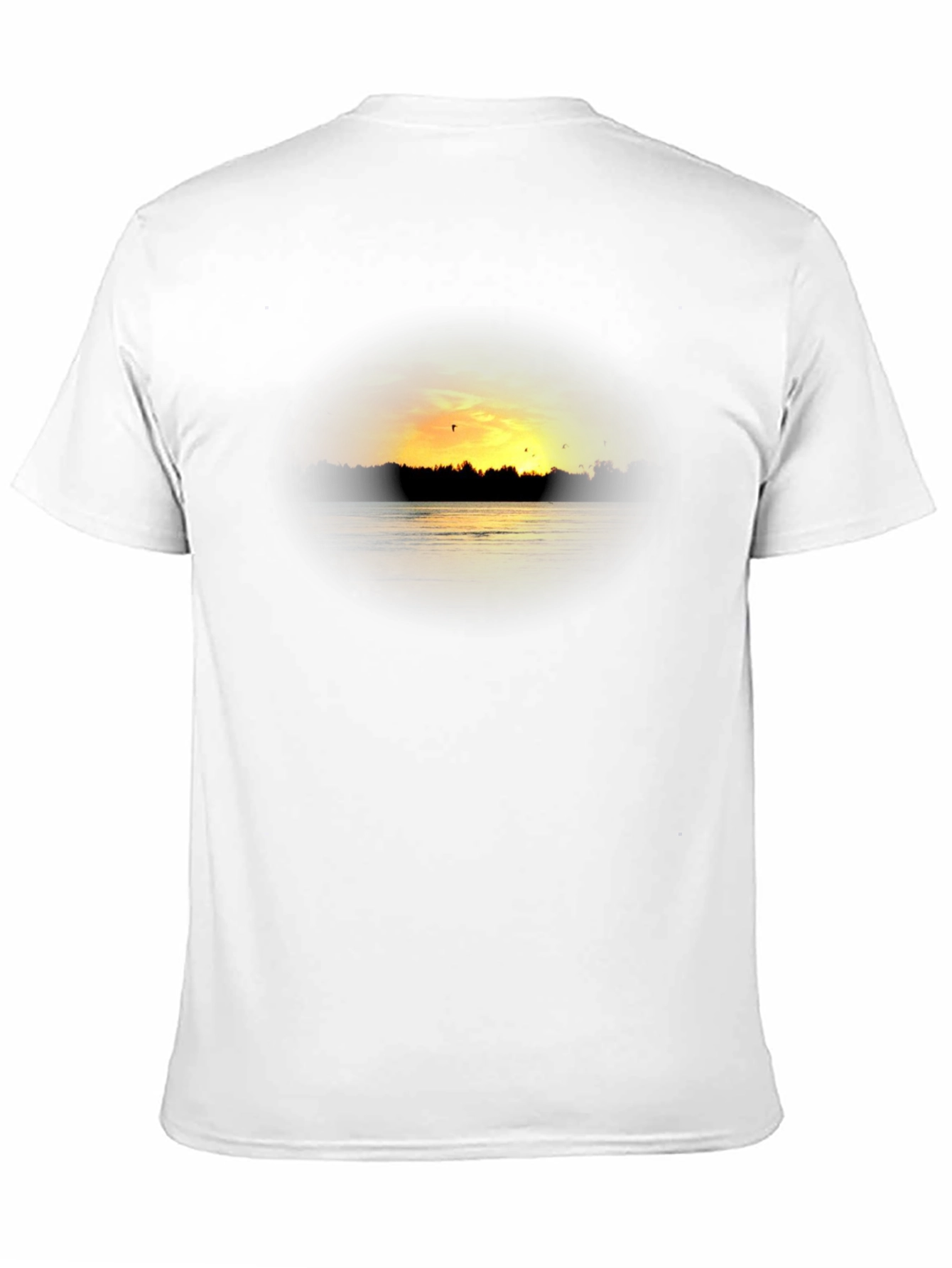 Sunset Lake Graphic Tee - Black Cotton T-Shirt