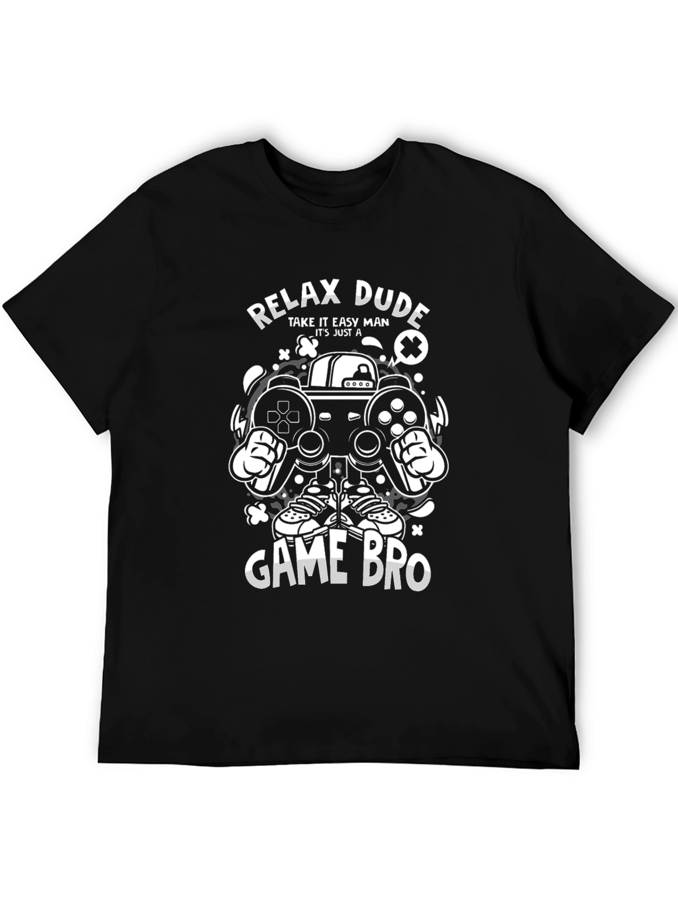 Relax Dude Game Bro Black Graphic T-Shirt
