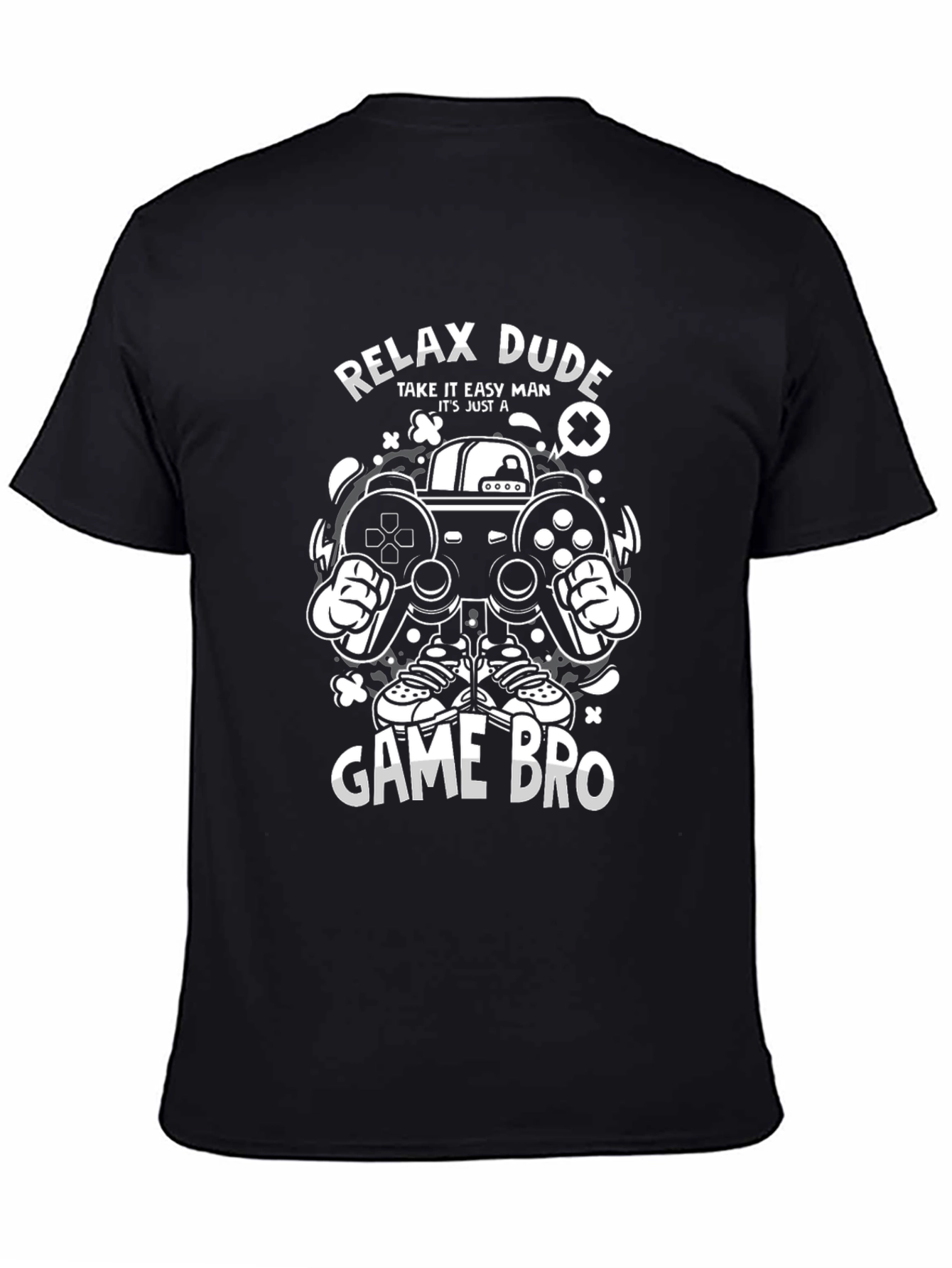 Relax Dude Game Bro Black Graphic T-Shirt