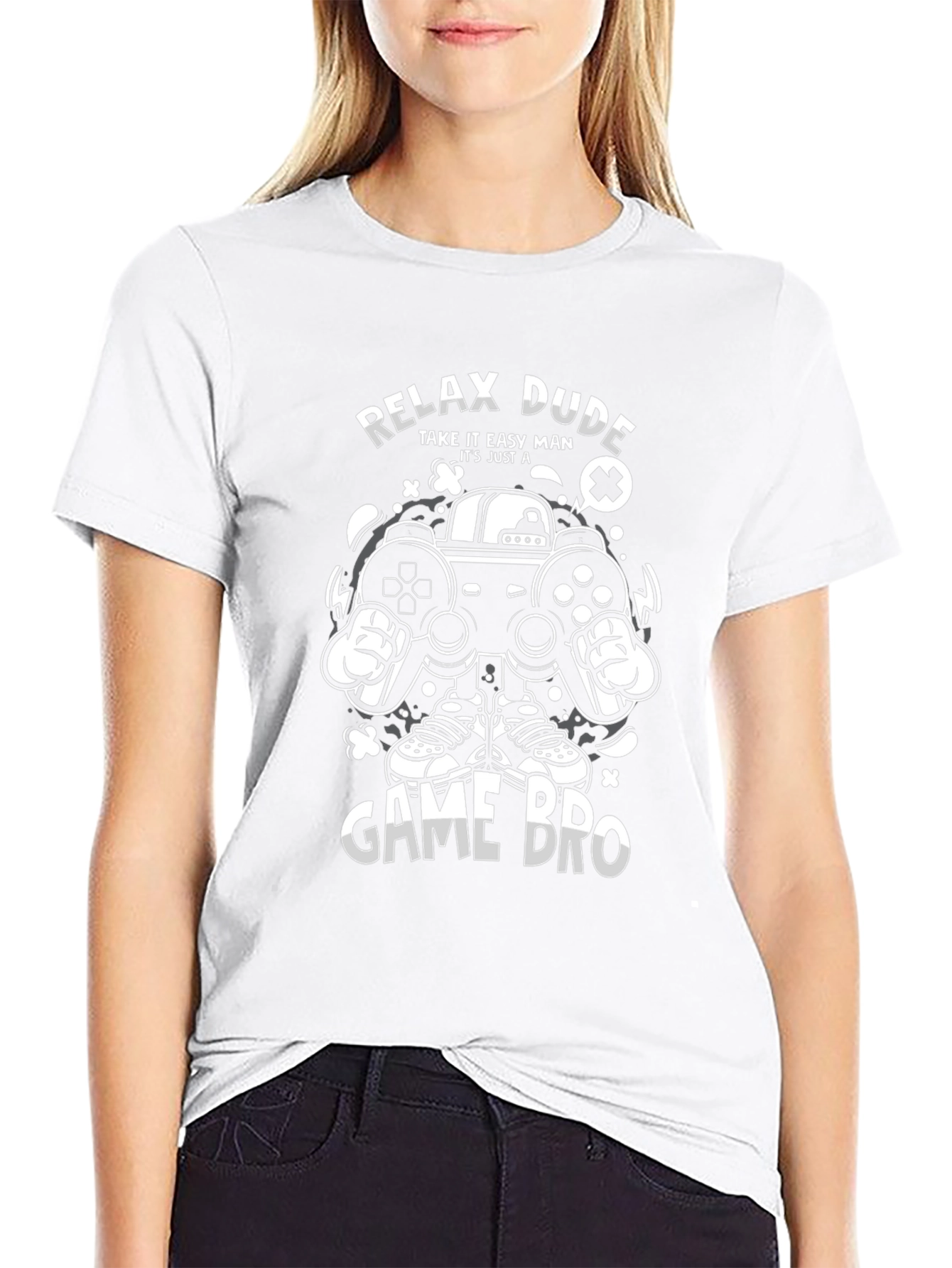 Relax Dude Game Bro Black Graphic T-Shirt
