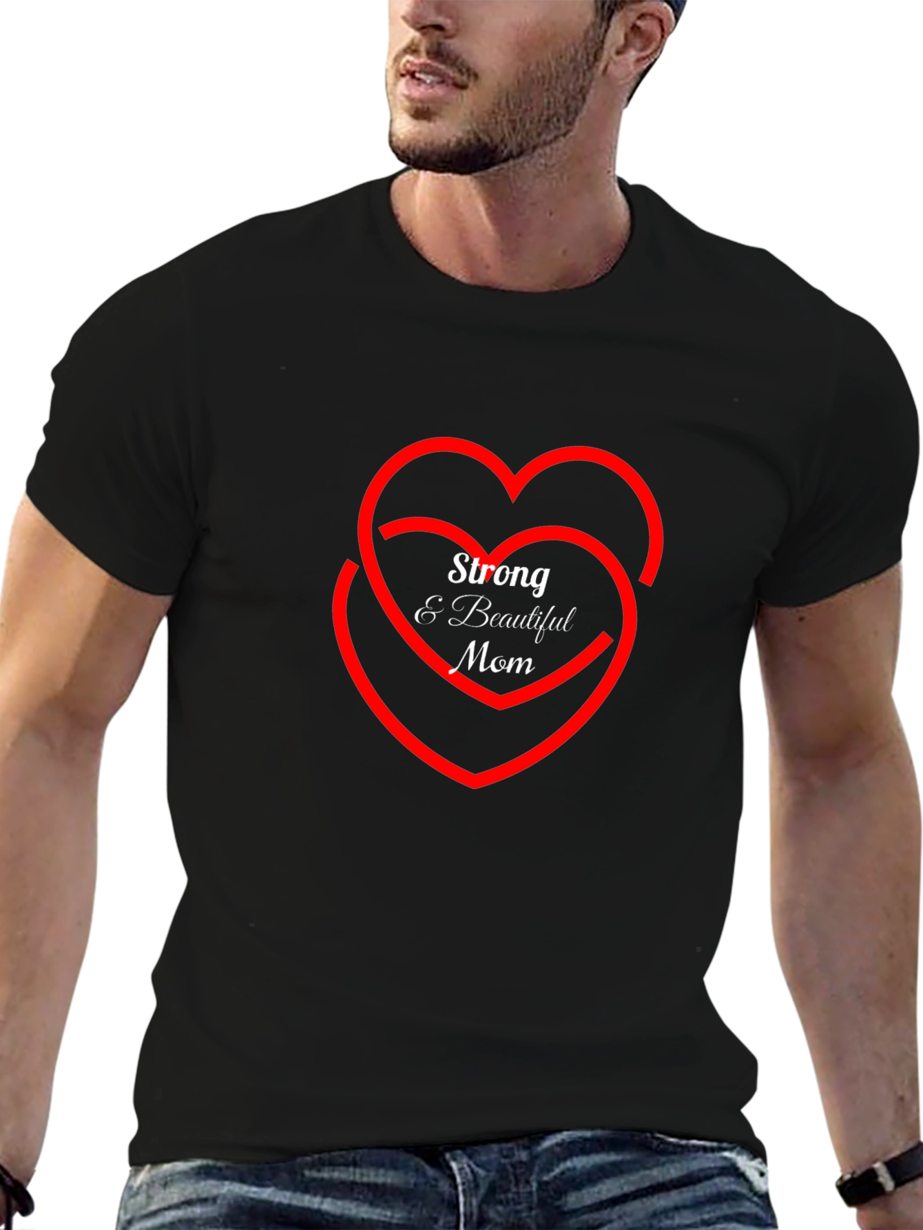 Strong & Beautiful Mom Graphic Tee - Black