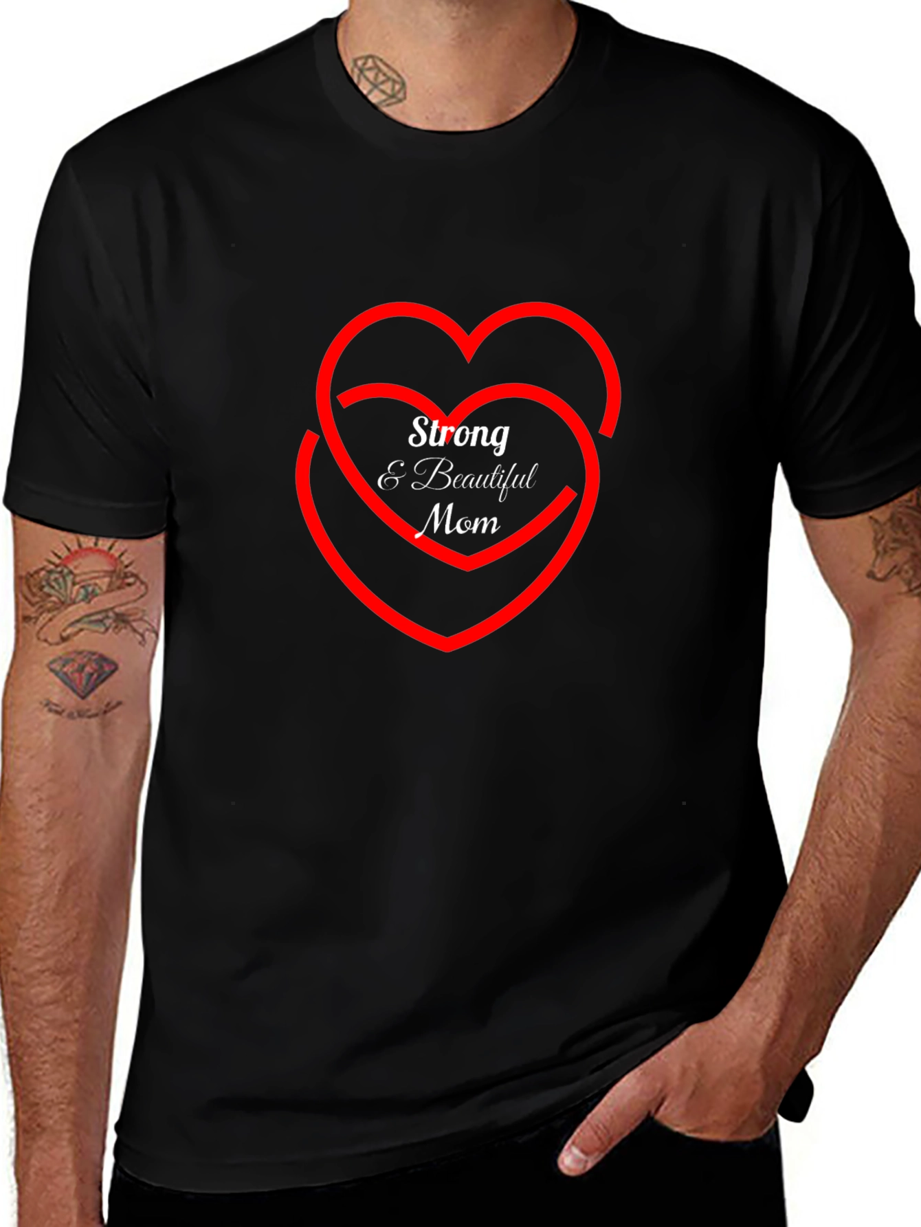 Strong & Beautiful Mom Graphic Tee - Black