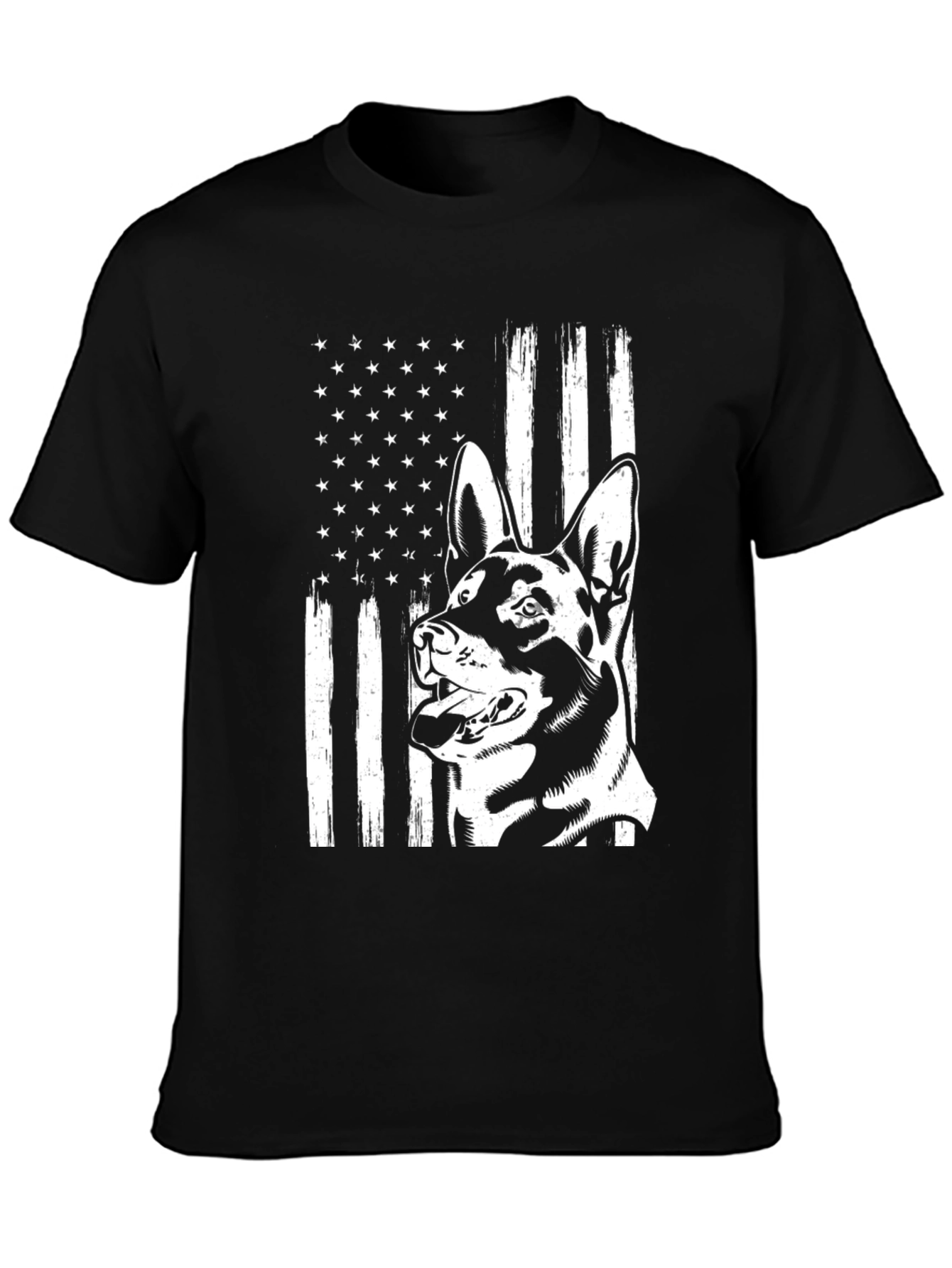 German Shepherd USA Flag Graphic Tee