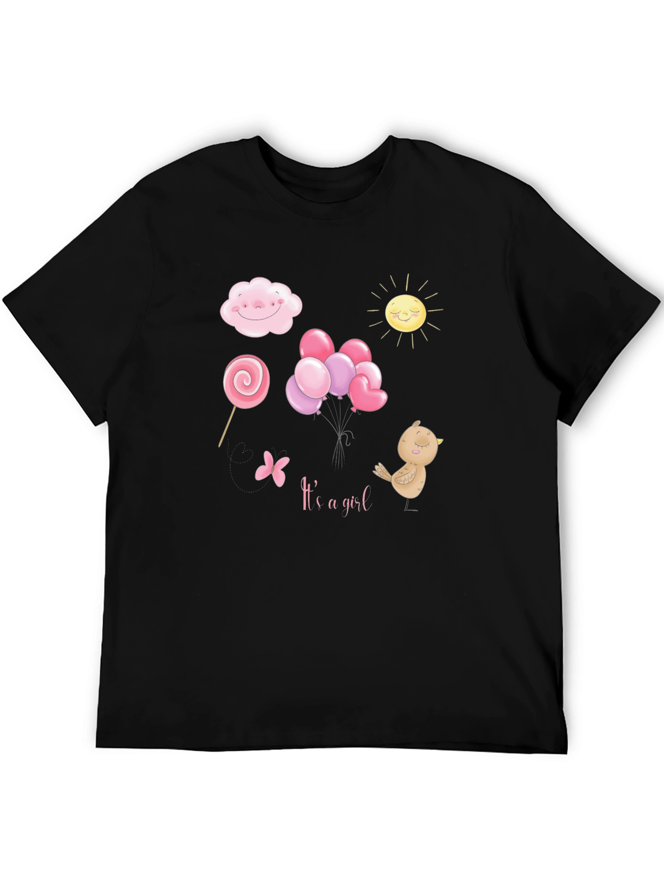 Its A Girl T-Shirt: Cloud Sun Lollipop Balloons Bird