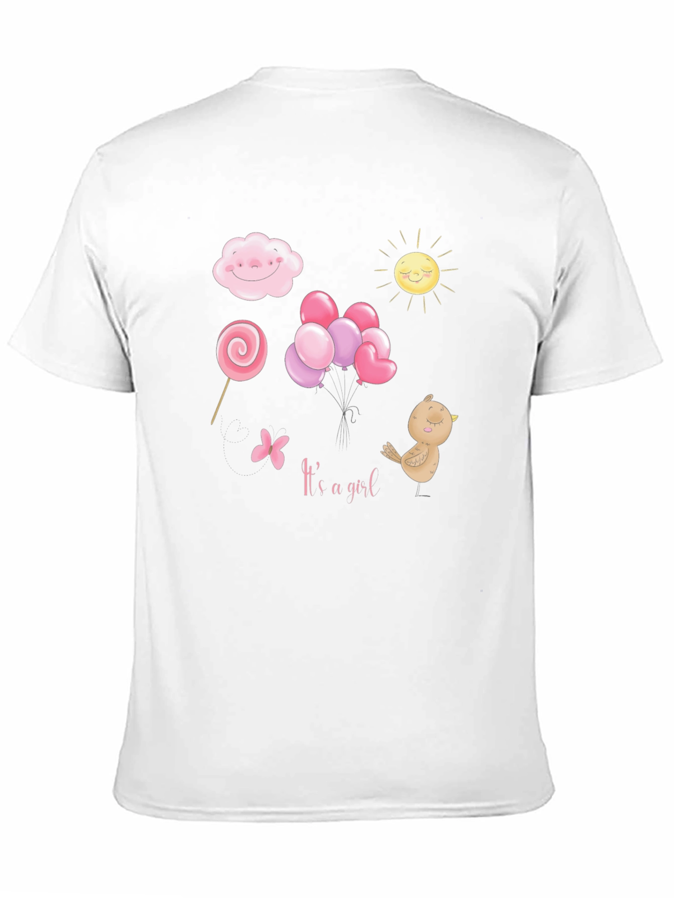Its A Girl T-Shirt: Cloud Sun Lollipop Balloons Bird