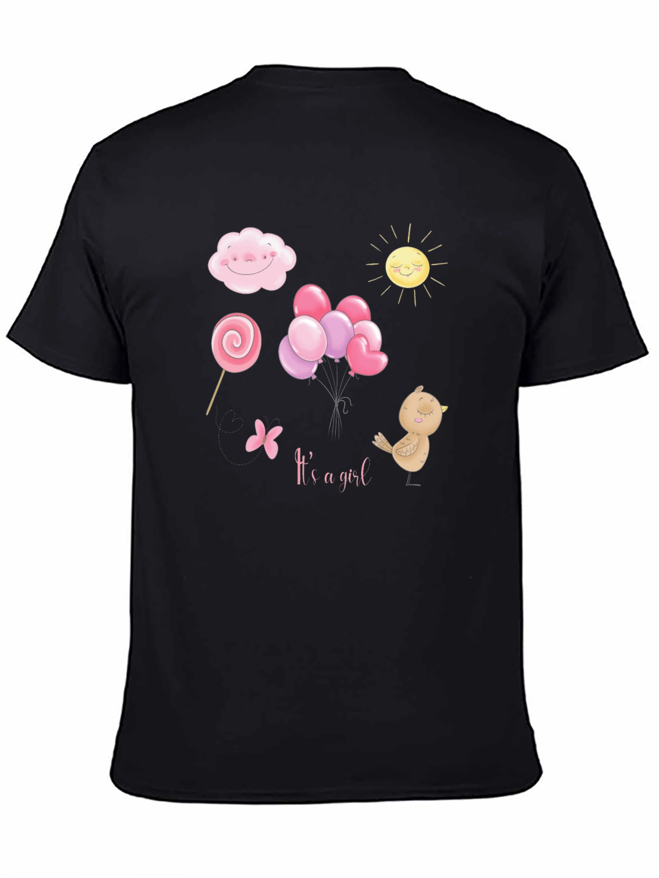 Its A Girl T-Shirt: Cloud Sun Lollipop Balloons Bird