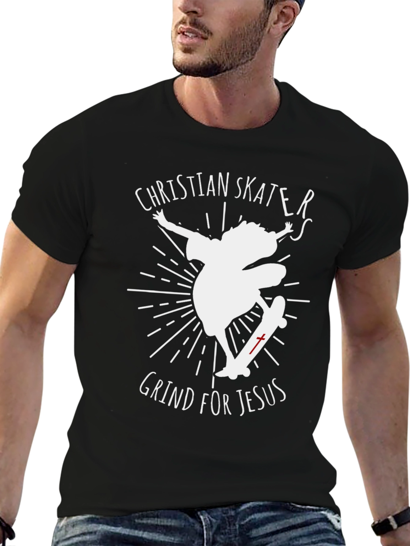 Christian Skater Graphic Tee - Grind for Jesus!