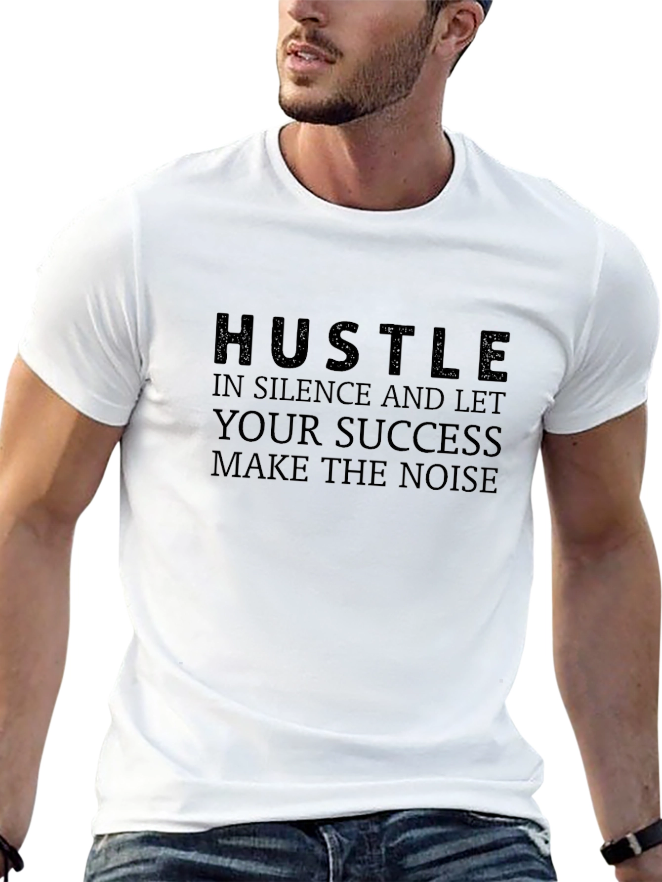 Hustle in Silence Graphic T-Shirt - Motivational Design