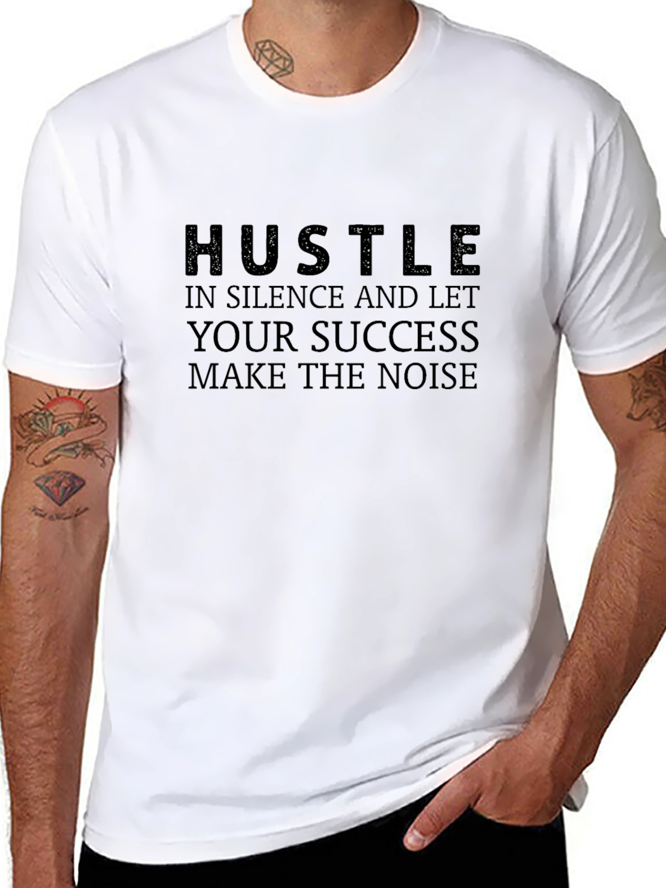 Hustle in Silence Graphic T-Shirt - Motivational Design