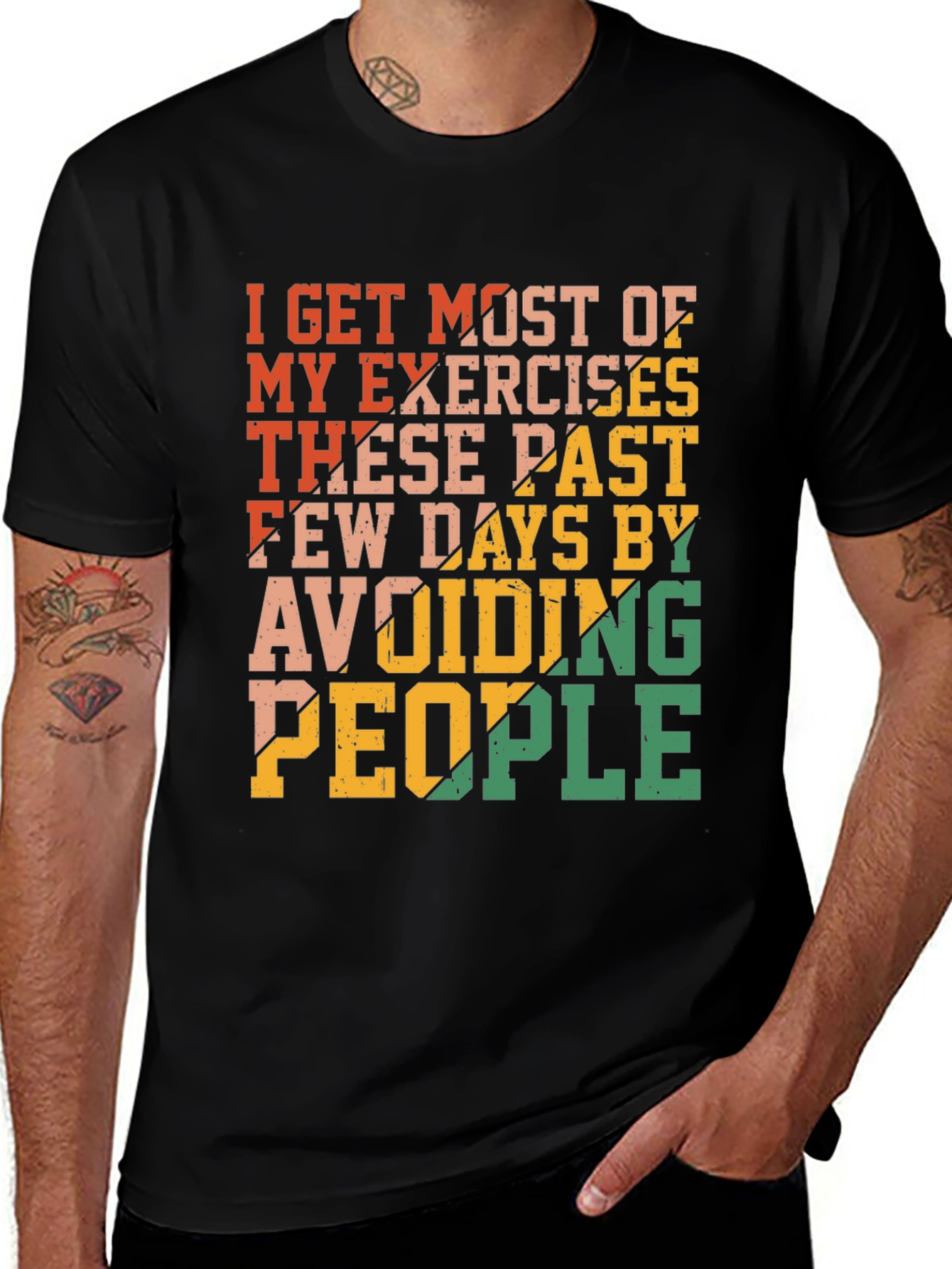 Funny Exercise Avoid People Graphic T-Shirt