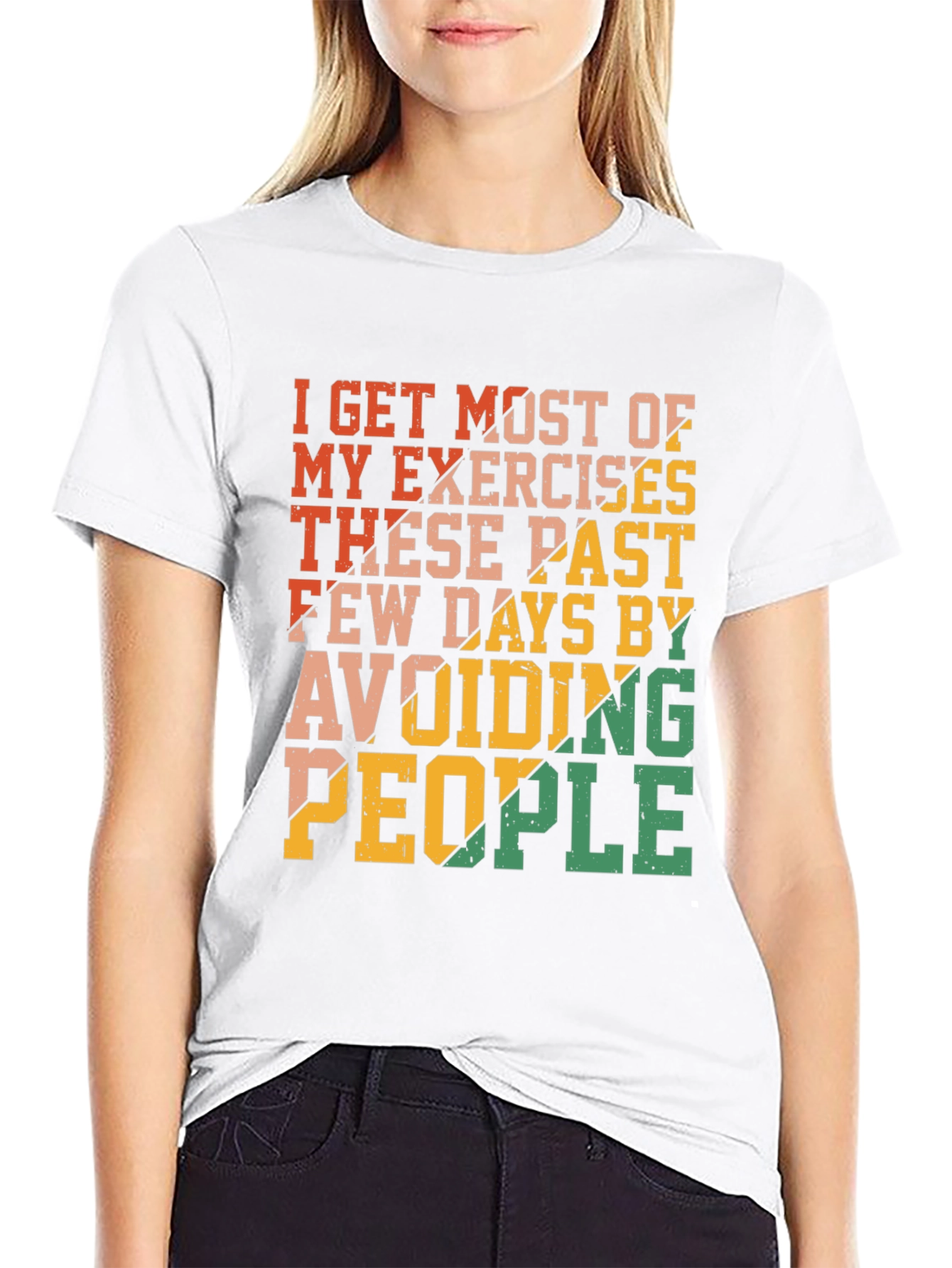 Funny Exercise Avoid People Graphic T-Shirt