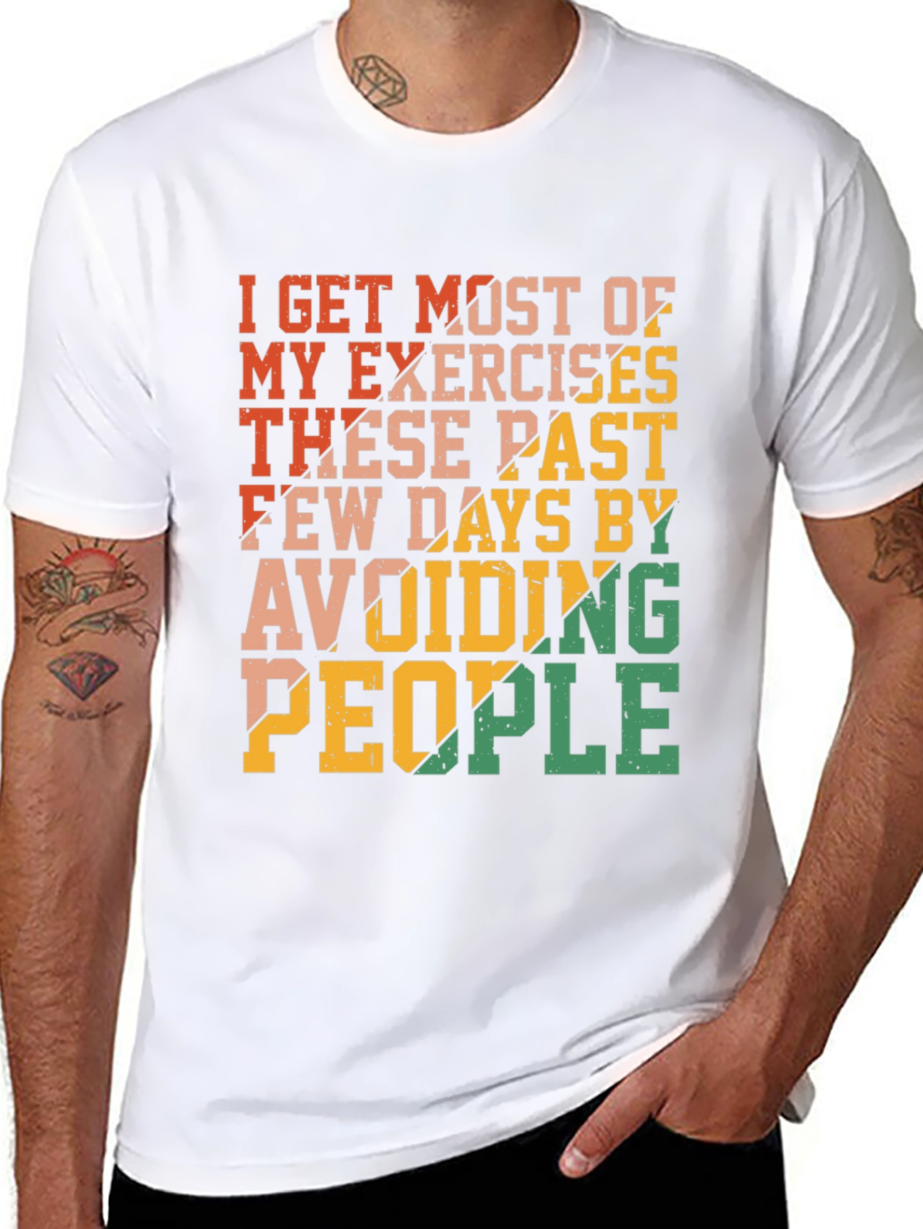 Funny Exercise Avoid People Graphic T-Shirt