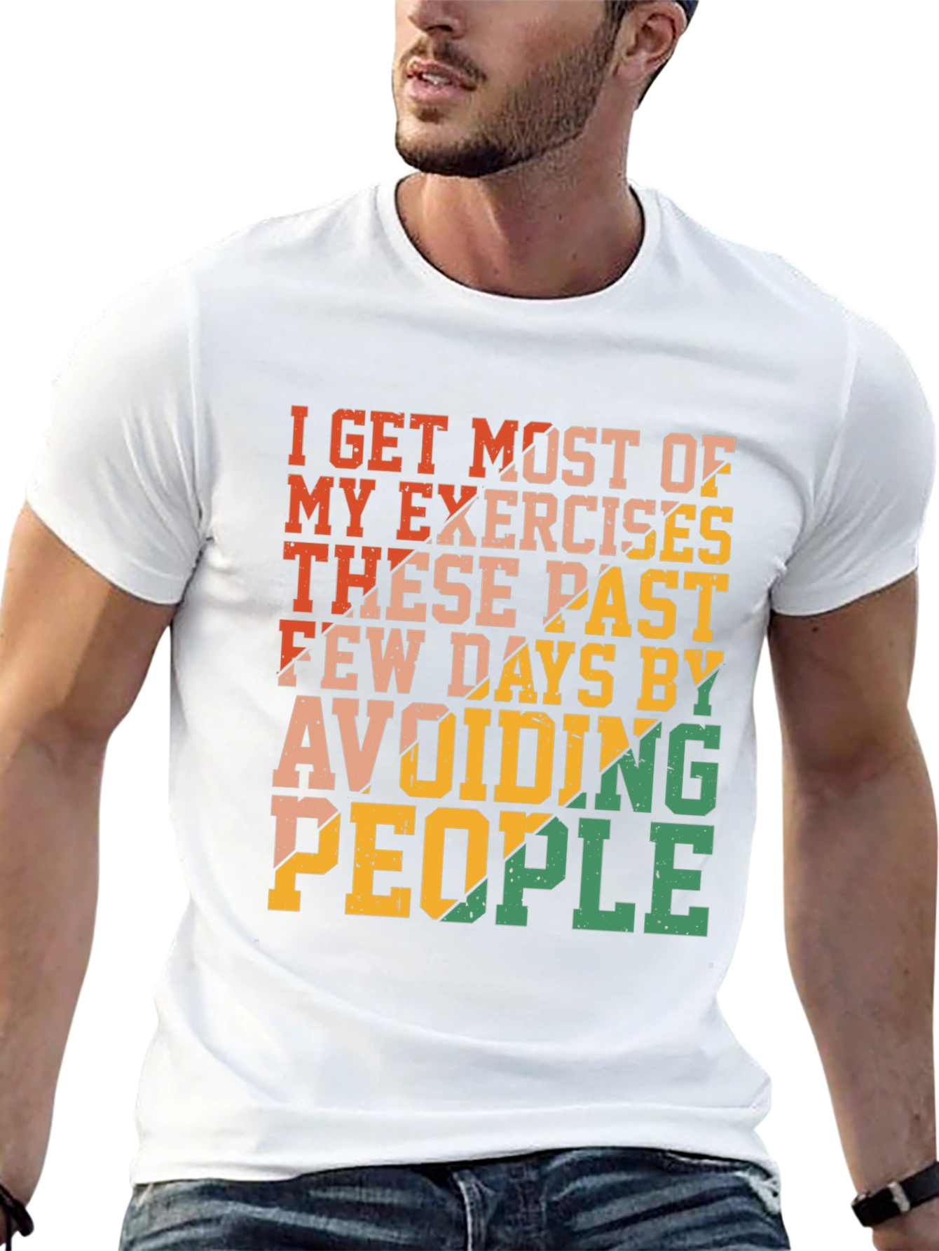 Funny Exercise Avoid People Graphic T-Shirt